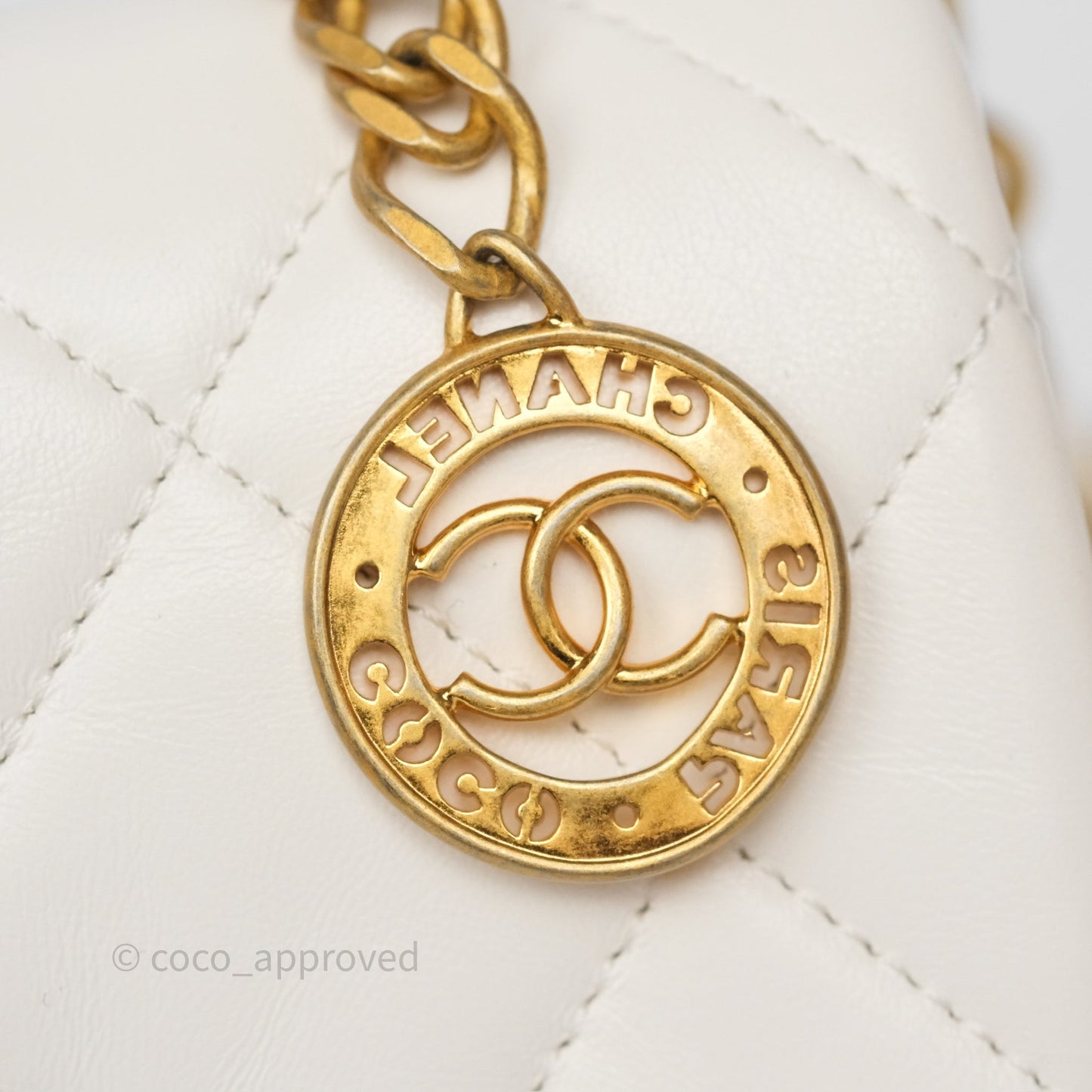 Chanel Small Fancy Jewel Flap White Shiny Lambskin Aged Gold Hardware 23S