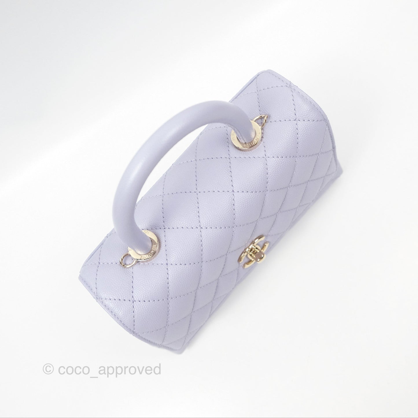 Chanel Small Coco Handle Lilac Caviar Gold Hardware