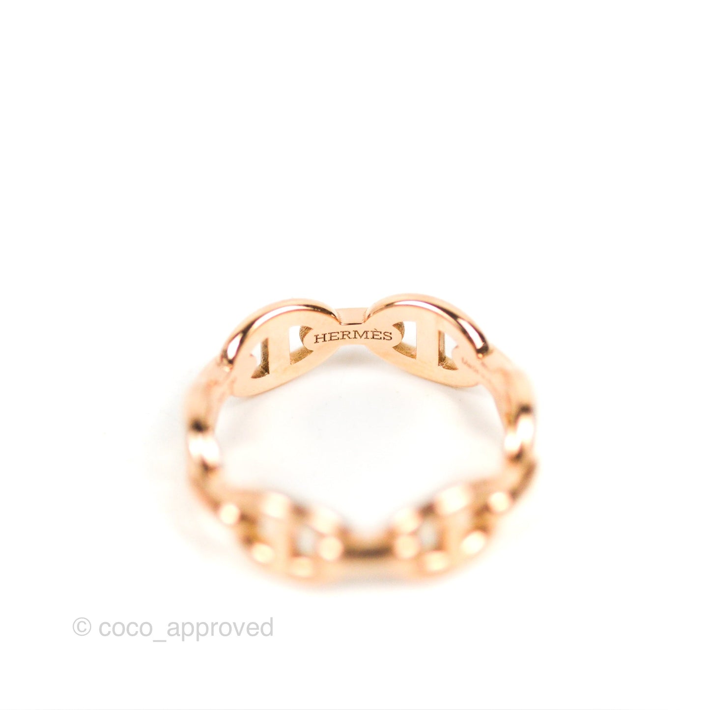 Hermès Chaine d'Ancre Enchainee Band Ring PM Rose Gold Size 51