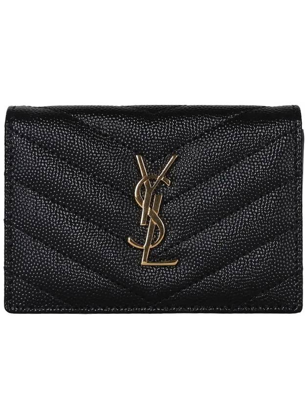 Luxury Saint Laurent Monogram Caviar Embossed Business Card Wallet Black