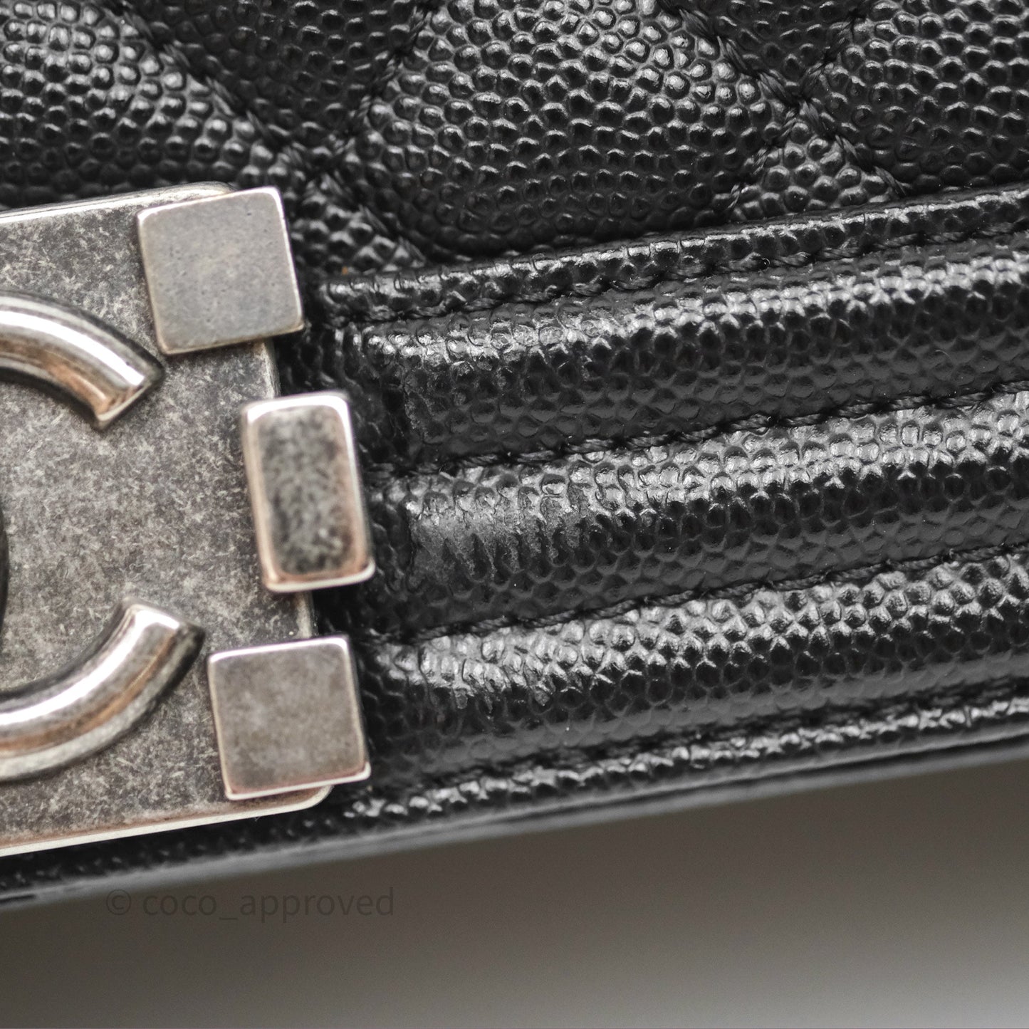 Chanel Quilted Medium Boy Black Caviar Ruthenium Hardware
