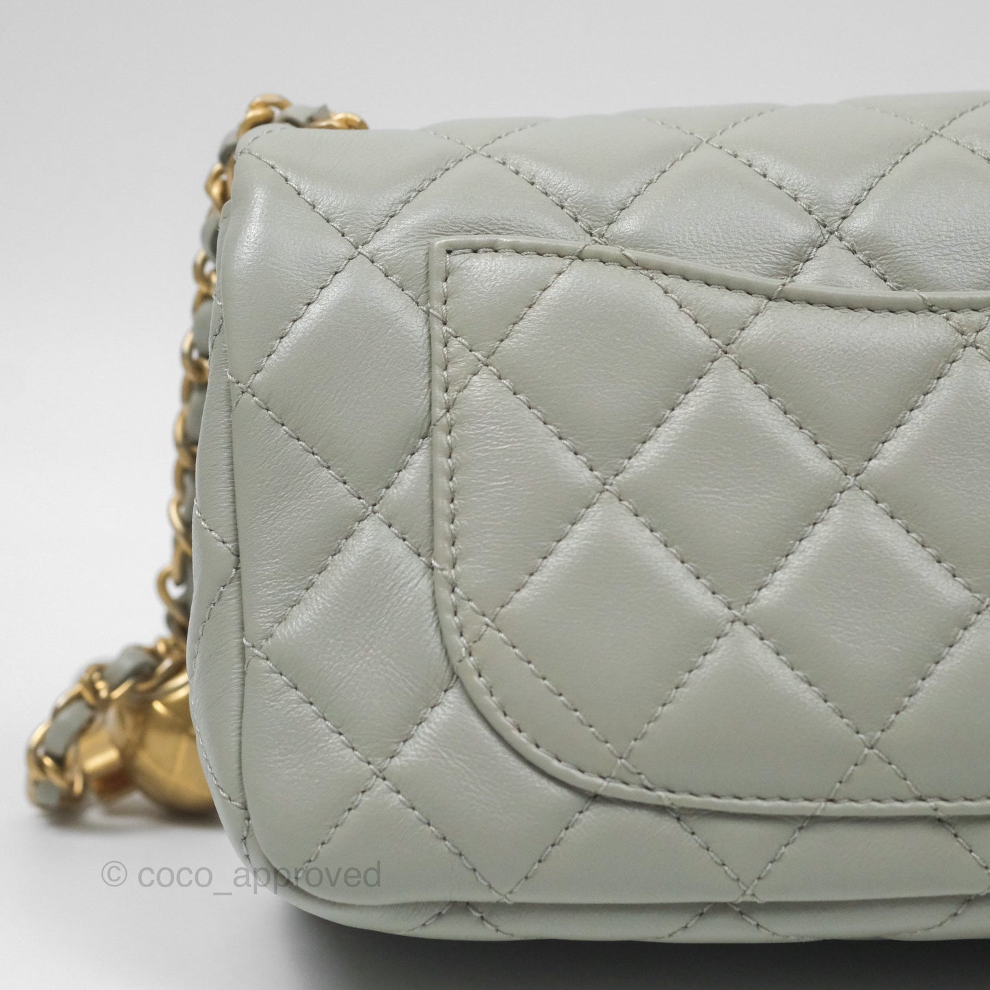 Chanel Mini Rectangular Pearl Crush Grey Lambskin Aged Gold Hardware