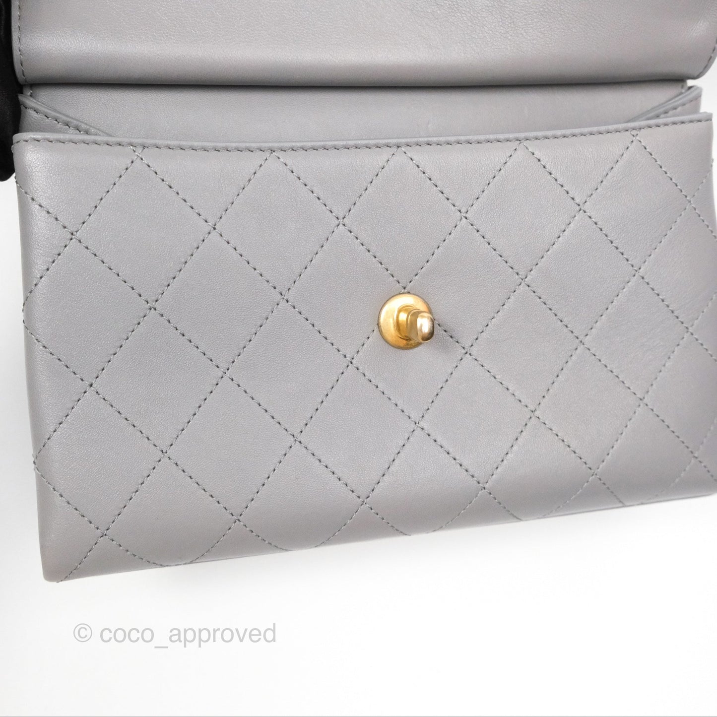 Chanel Small Quilted Coco Luxe Flap Bag Grey Calfskin Aged Gold Hardware