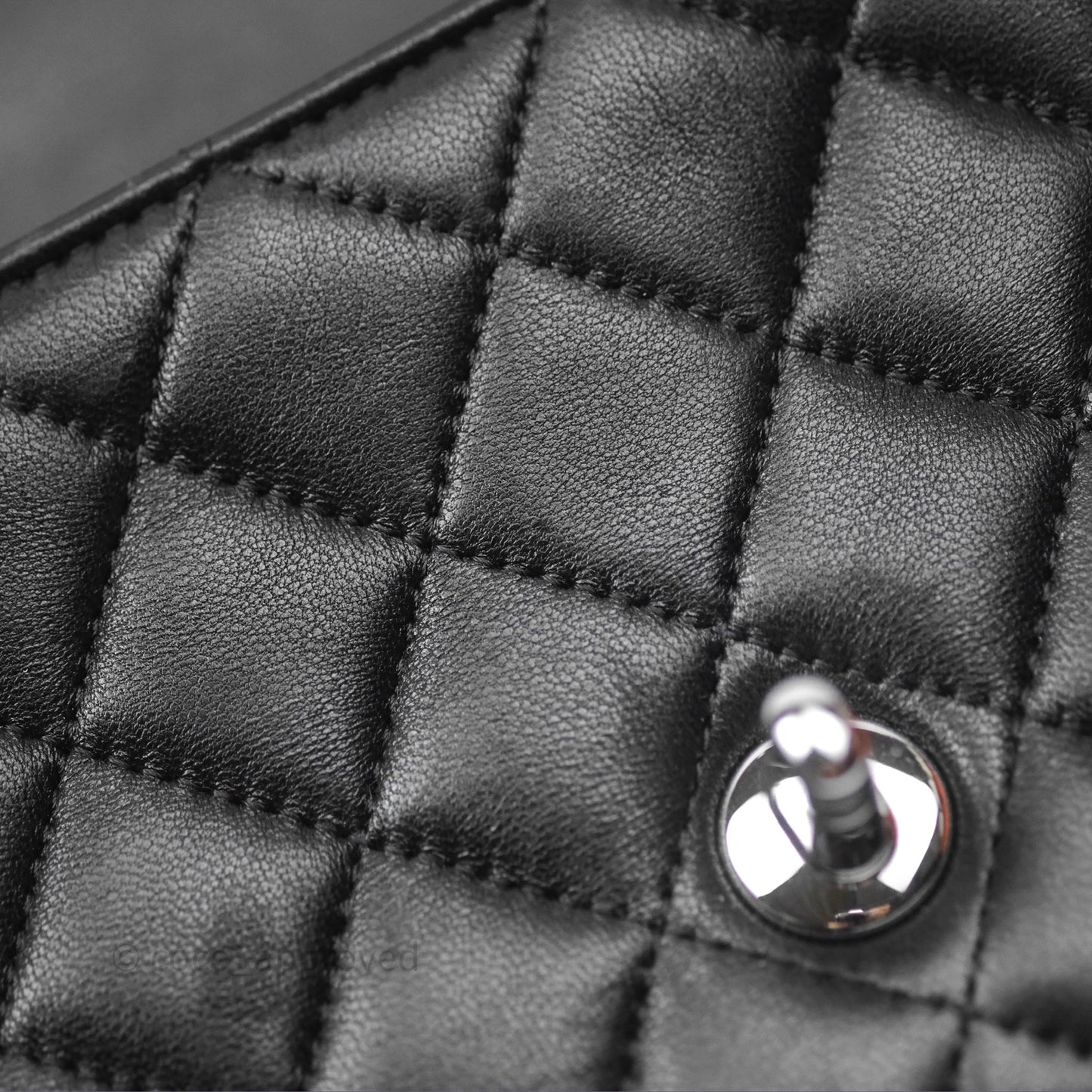Chanel Quilted Mini Rectangular Flap Black Lambskin Silver Hardware
