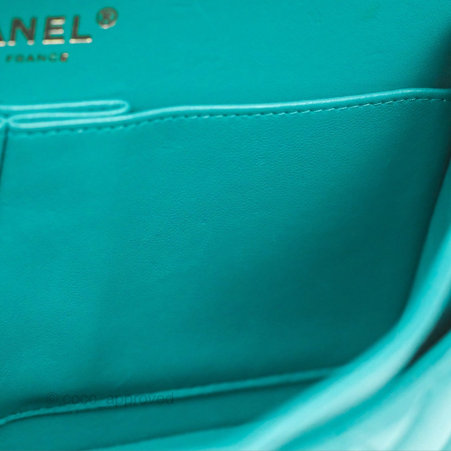 Chanel Small Classic Quilted Flap Turquoise Lambskin Gold Hardware