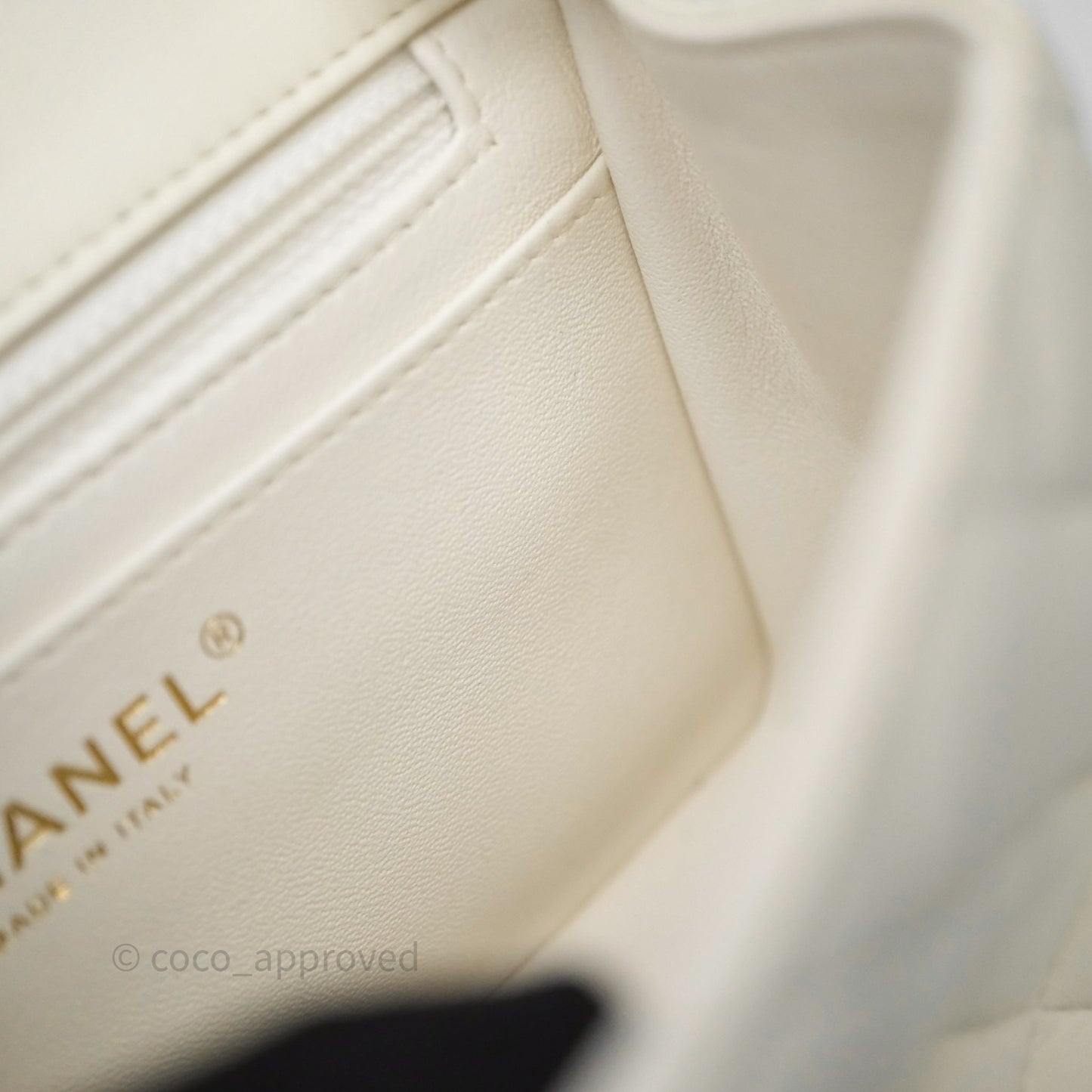 Chanel Quilted Mini Square White Lambskin Gold Hardware