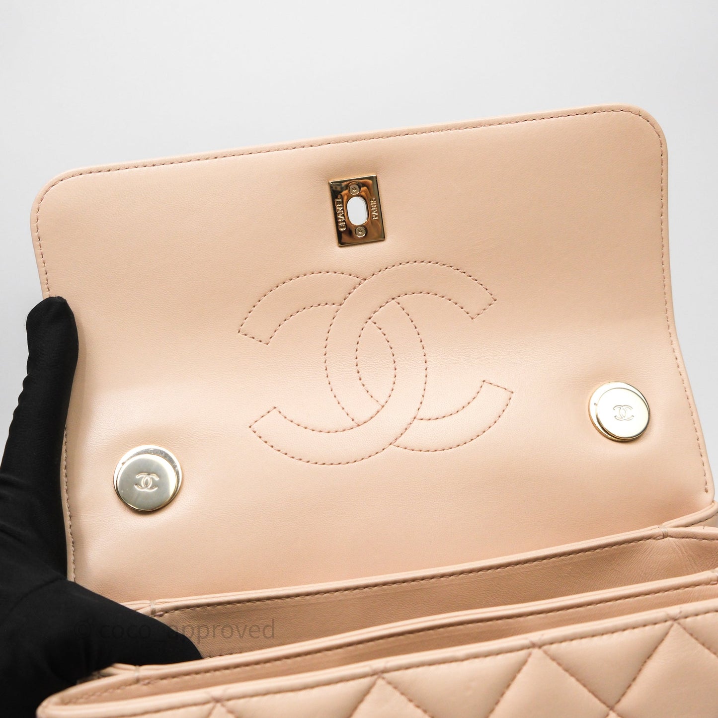 Chanel Small Trendy CC Beige Lambskin Gold Hardware