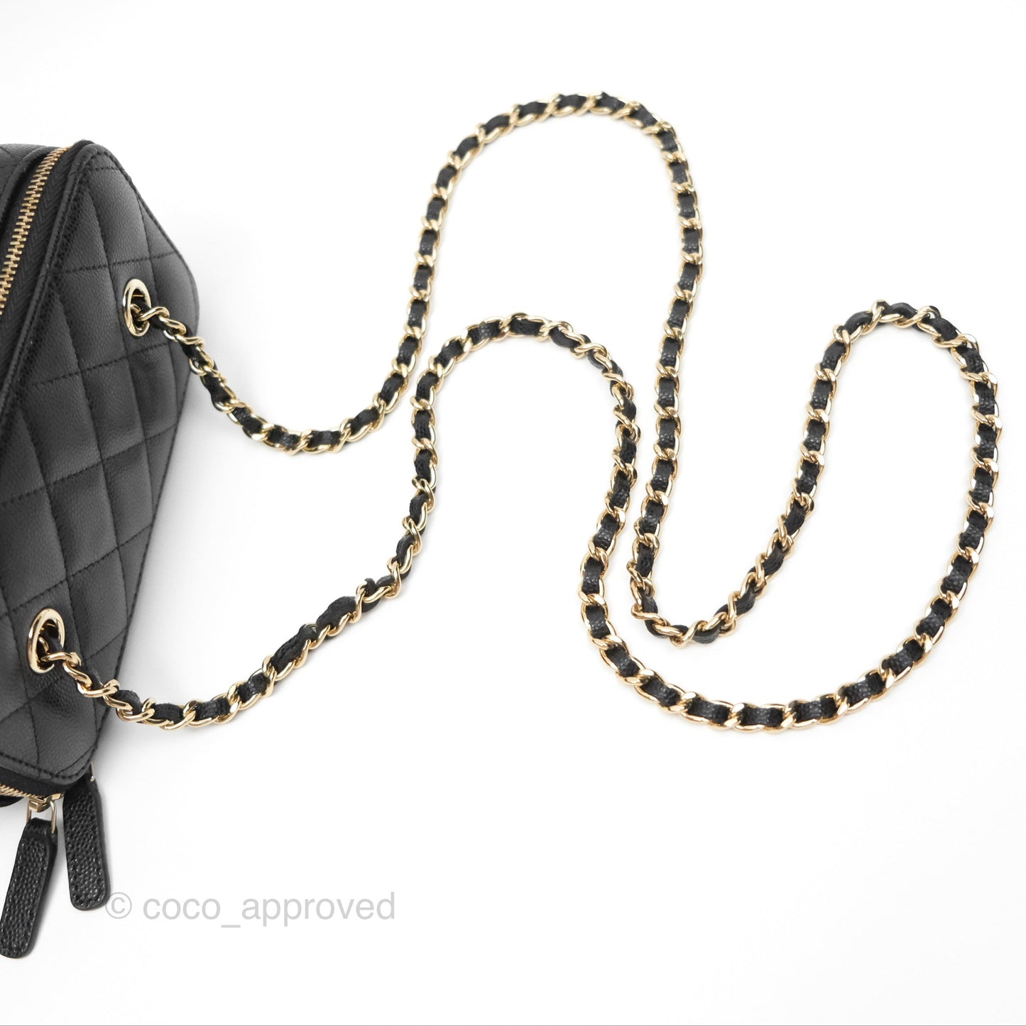 Chanel Vanity Rectangular With Chain Black Caviar Gold Hardware