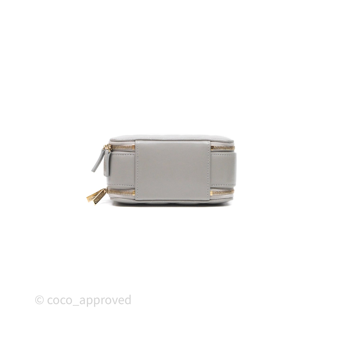 Chanel Mini Top Handle Camera Case Grey Shiny Calfskin Gold Hardware 22B