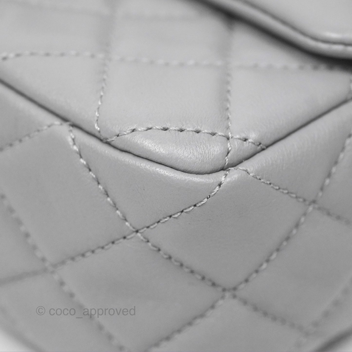 Chanel Mini Rectangular Pearl Crush Grey Lambskin Aged Gold Hardware