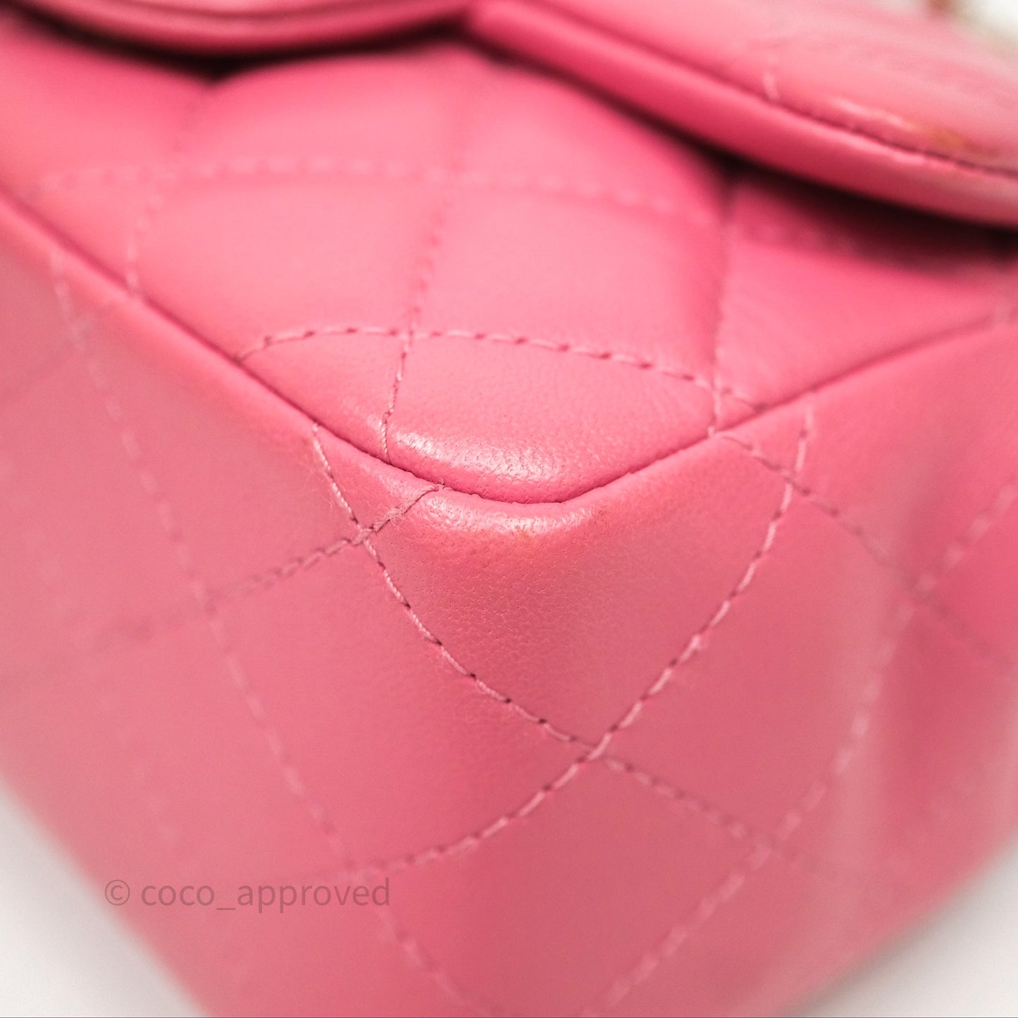 Chanel Mini Square Flap Quilted Pink Lambskin Gold Hardware