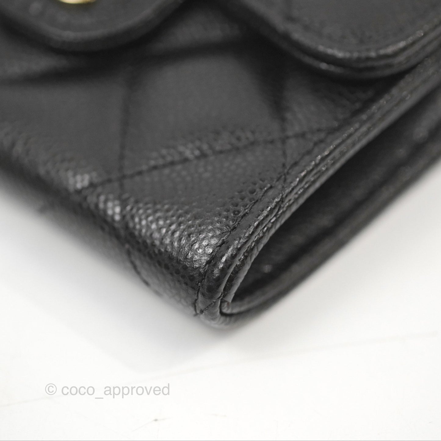 Chanel Caviar Quilted Flap Card Holder Black Gold Hardware