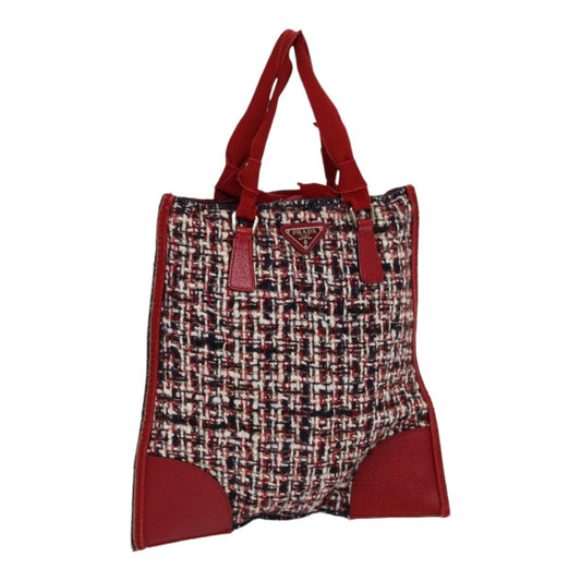 Luxury Prada Hand Bag tweed Red  83493
