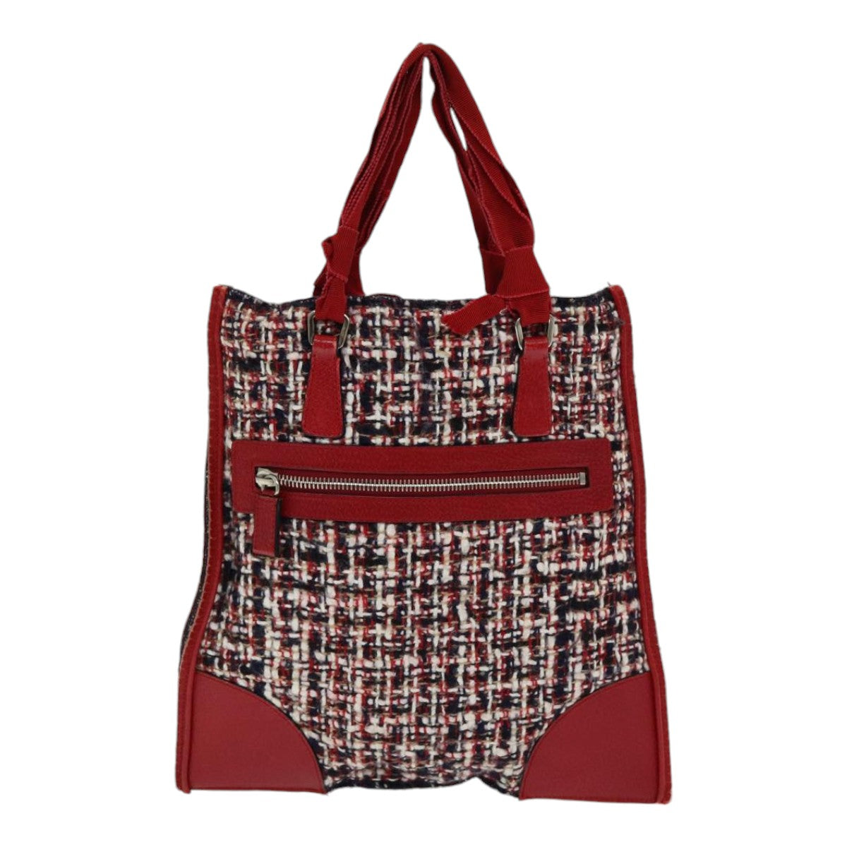 Luxury Prada Hand Bag tweed Red  83493
