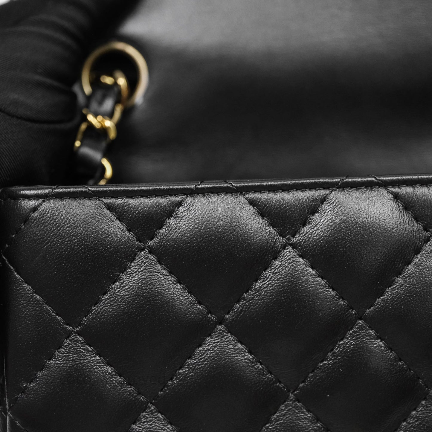 Chanel Mini Square Quilted Black Lambskin Gold Hardware