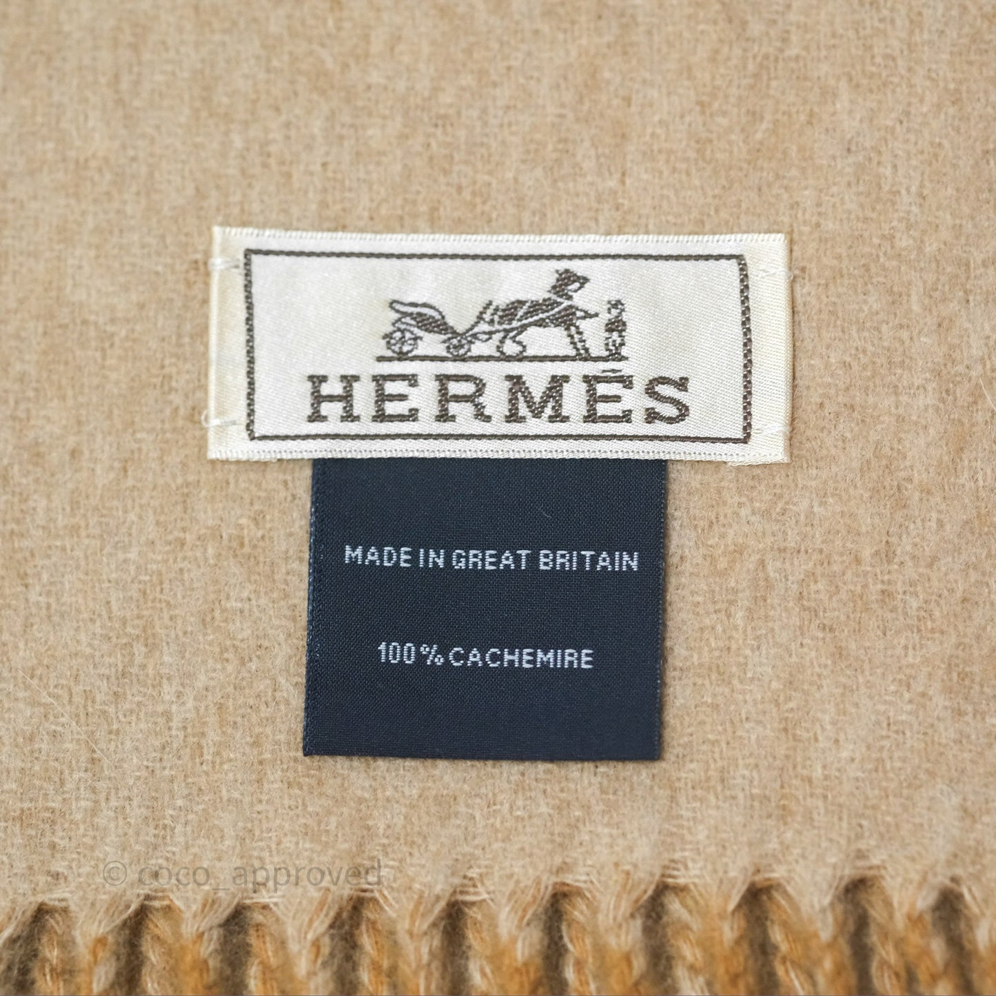 Hermès Cashmere Recto-Verso Scarf Camel/Bei