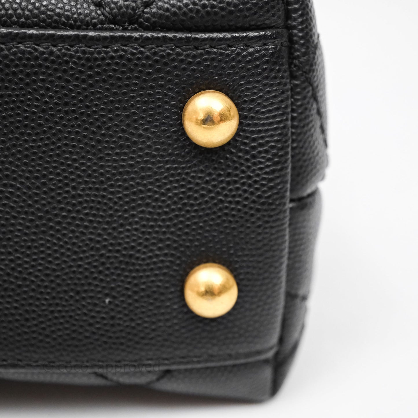 Chanel Small Quilted Coco Handle Black Caviar Aged Gold Hardware