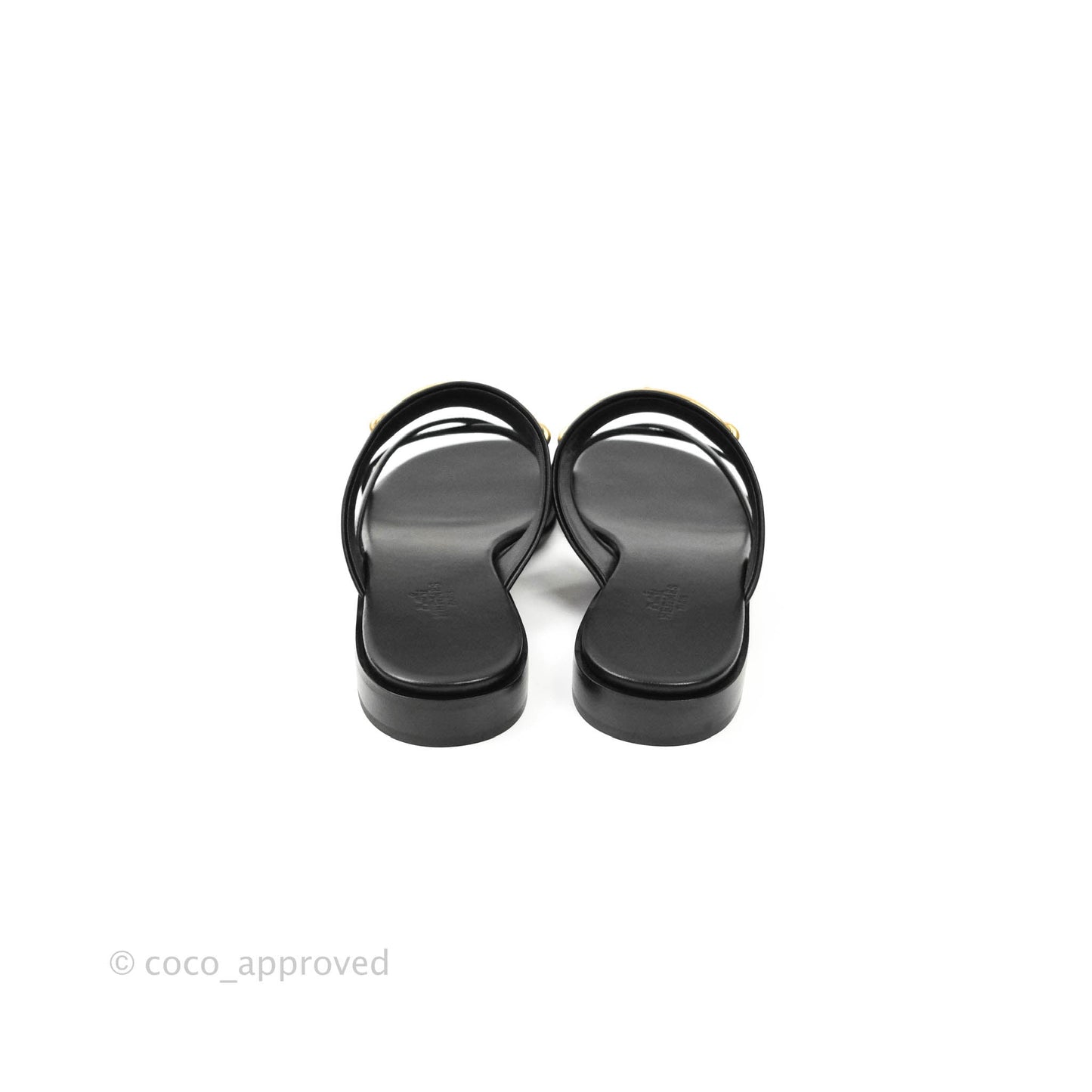 Hermès Claire Cross Flat Sandals in Black Size 38