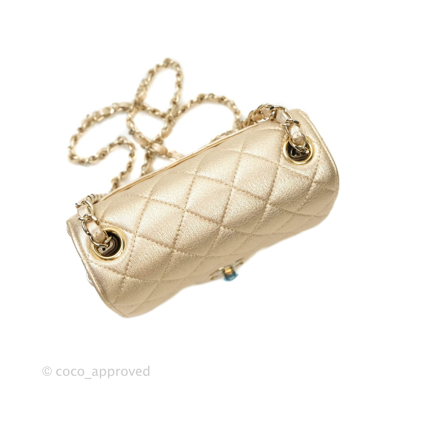 Chanel Classic Quilted Mini Square Gold Lambskin Gold Hardware 21P