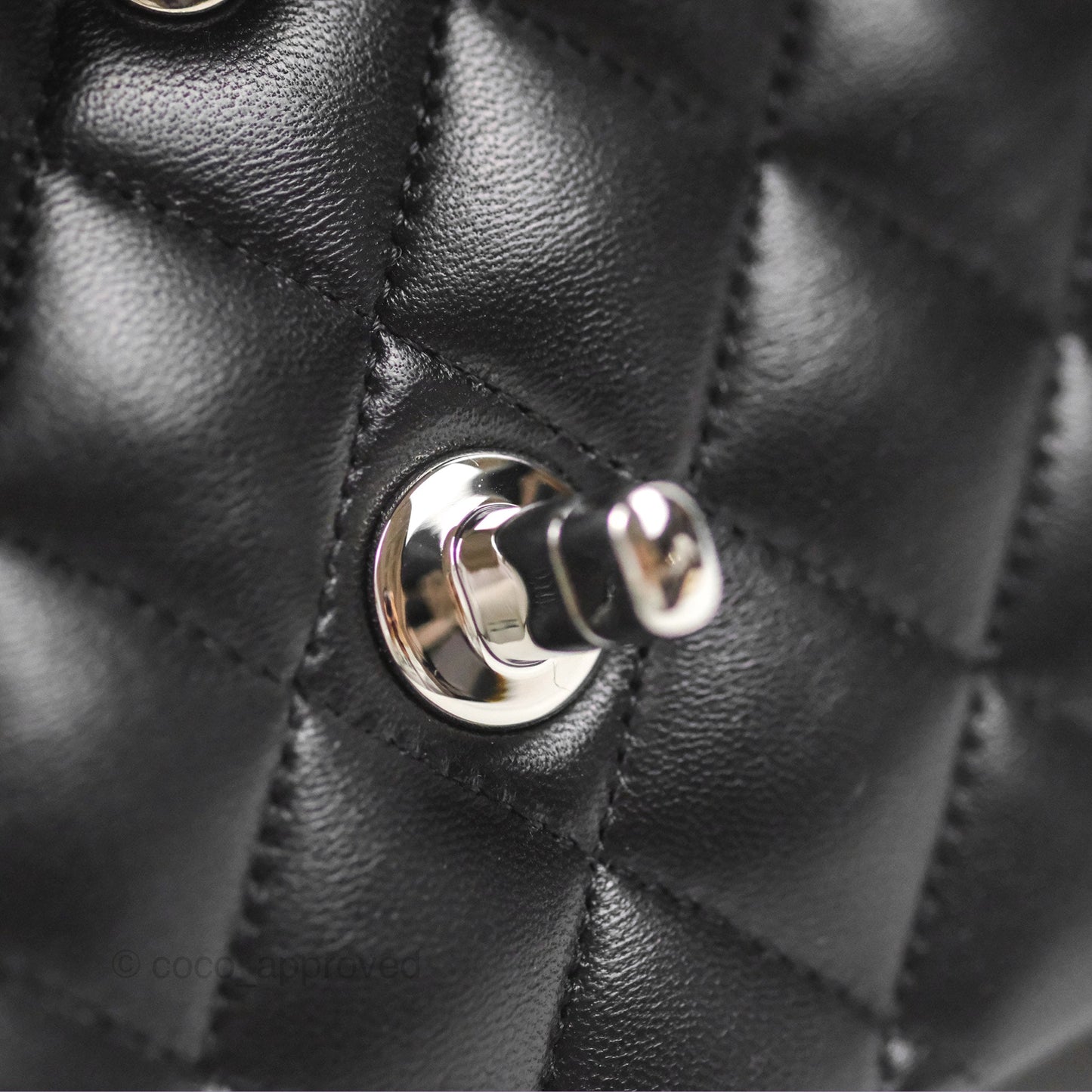 Chanel Classic M/L Medium Flap Quilted Black Lambskin Silver Hardware