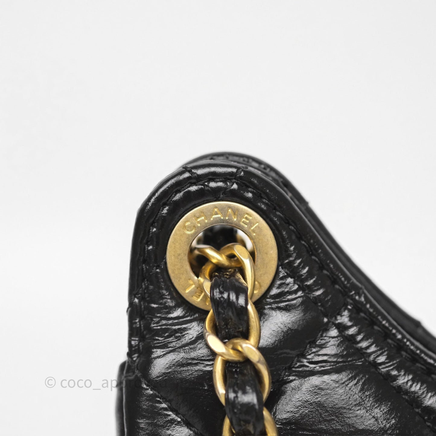 Chanel Small Hobo Black Shiny Crumpled Calfskin Aged Gold Hardware 23C