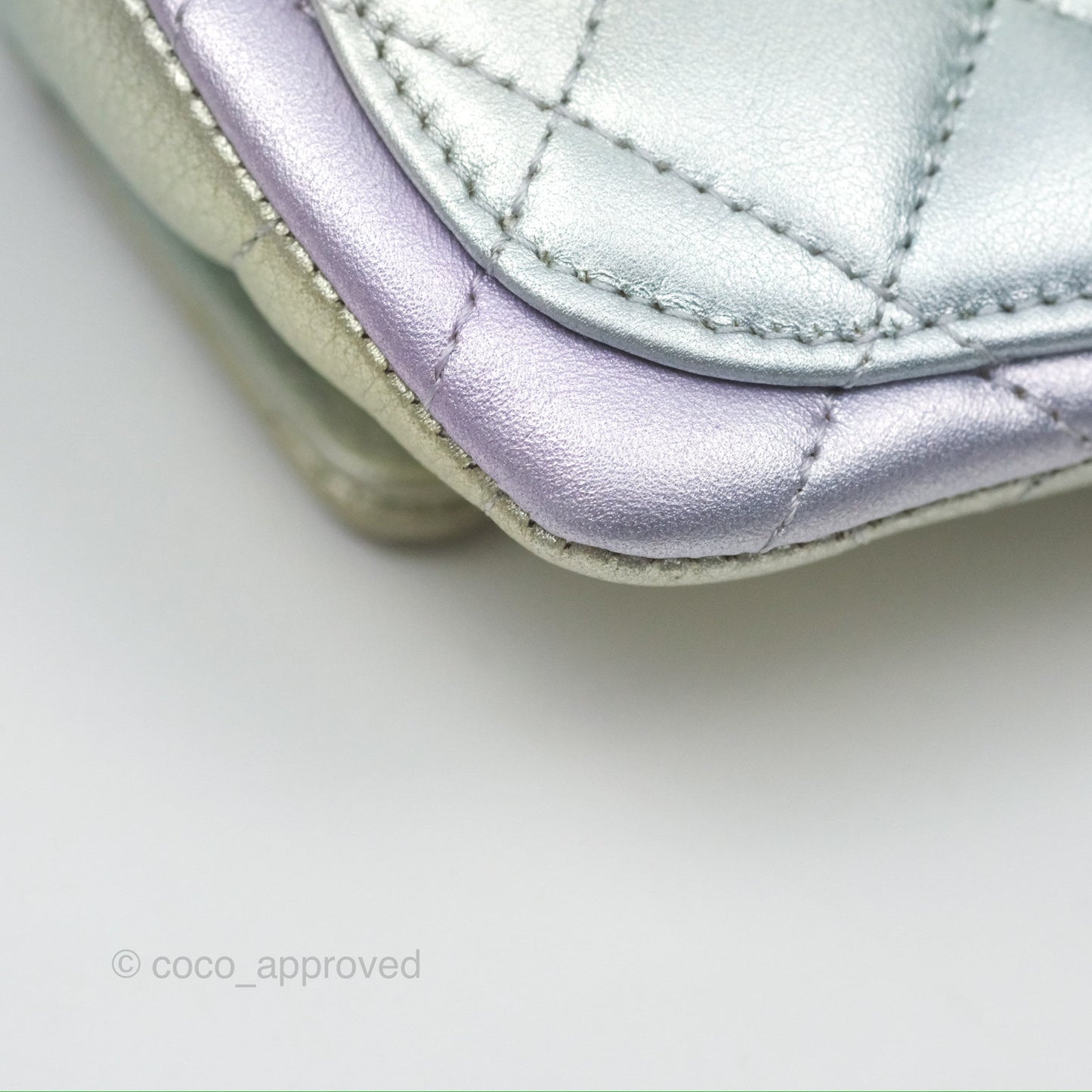 Chanel Quilted Case on Chain Iridescent Rainbow Calfskin