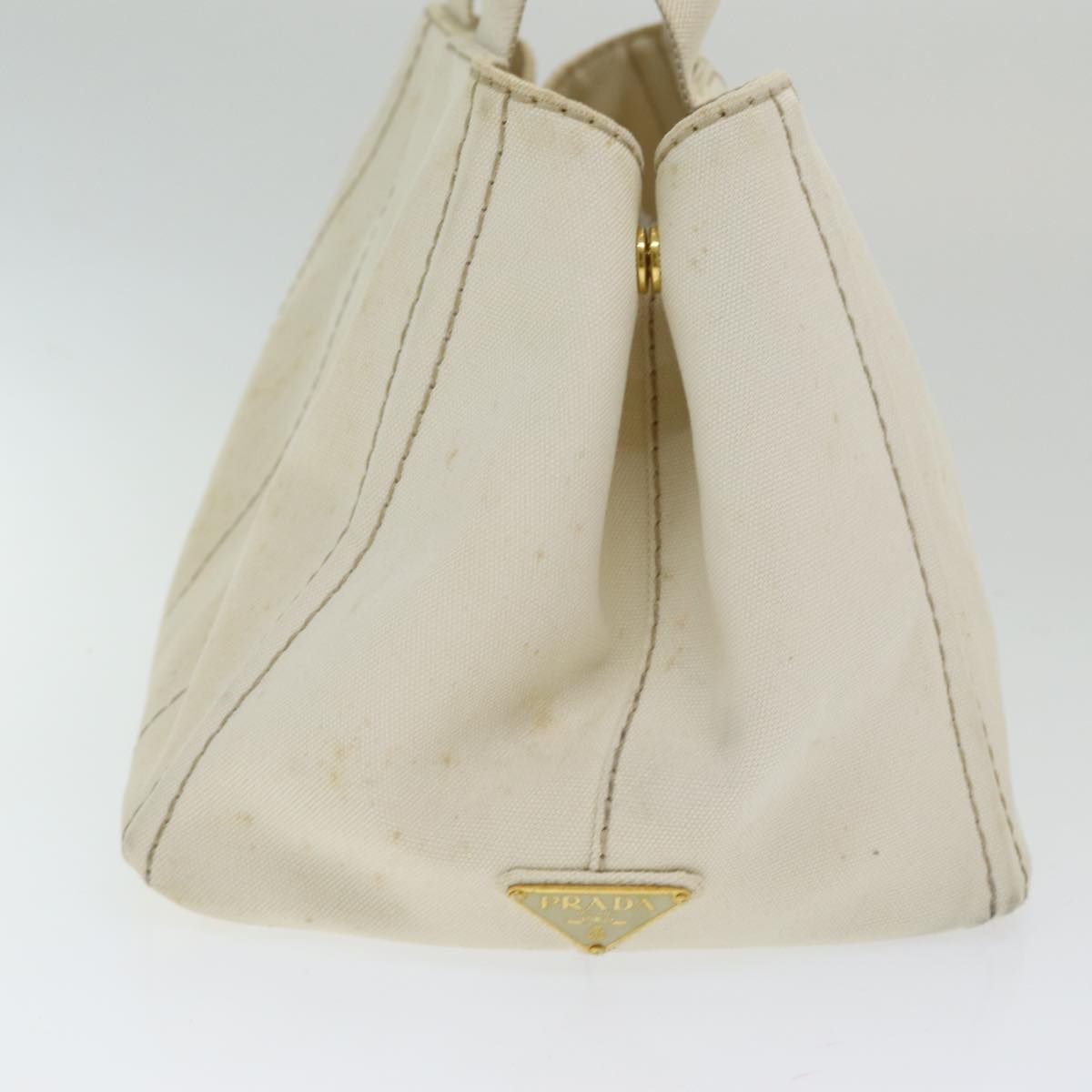 Luxury Prada Canapa MM Hand Bag Canvas Cream  83516