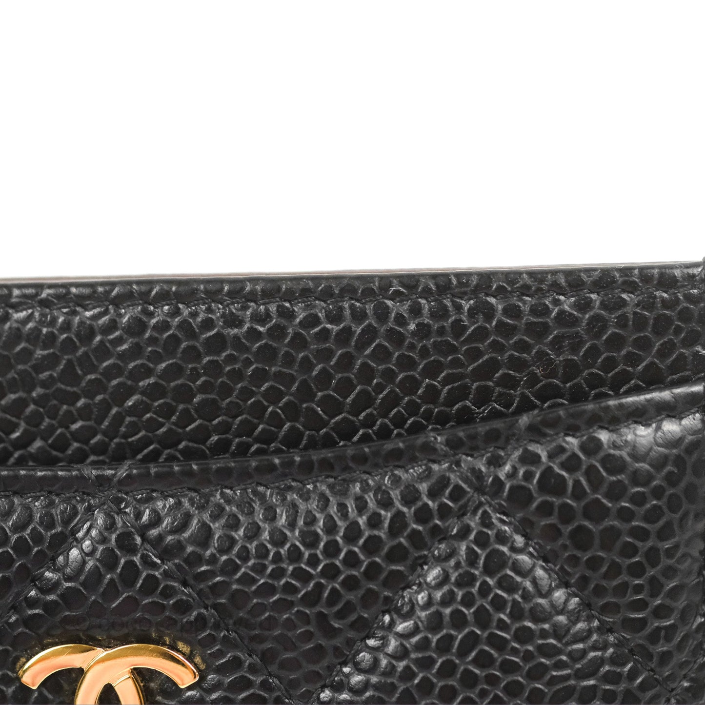 Chanel Classic Flat Card Holder Black Caviar Gold Hardware