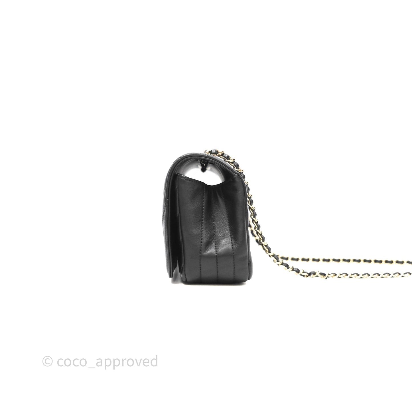 Chanel Black Lambskin Chevron Quilted Statement Flap Bag Light Gold Hardware