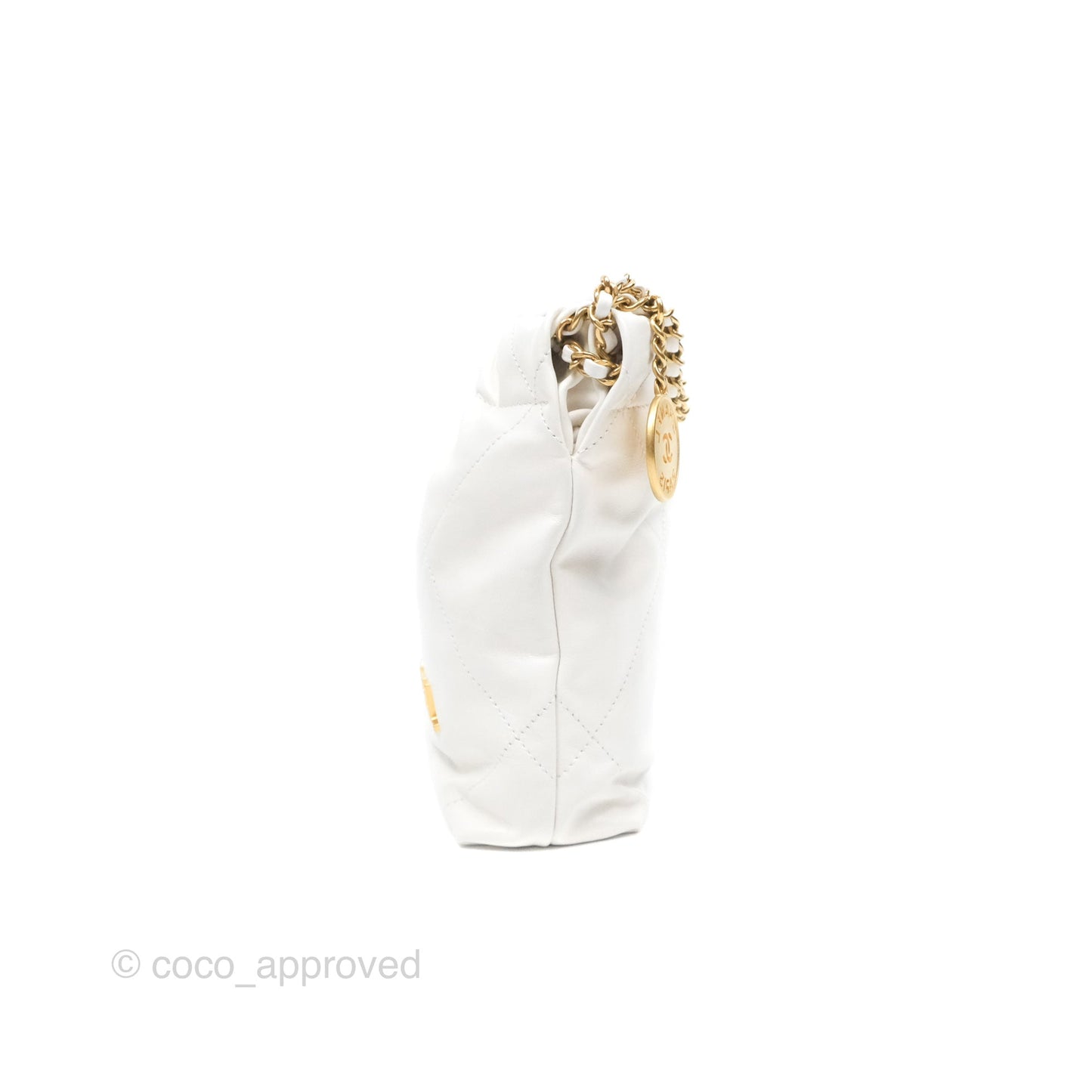 Chanel 22 Mini Bag White Shiny Crumpled Calfskin