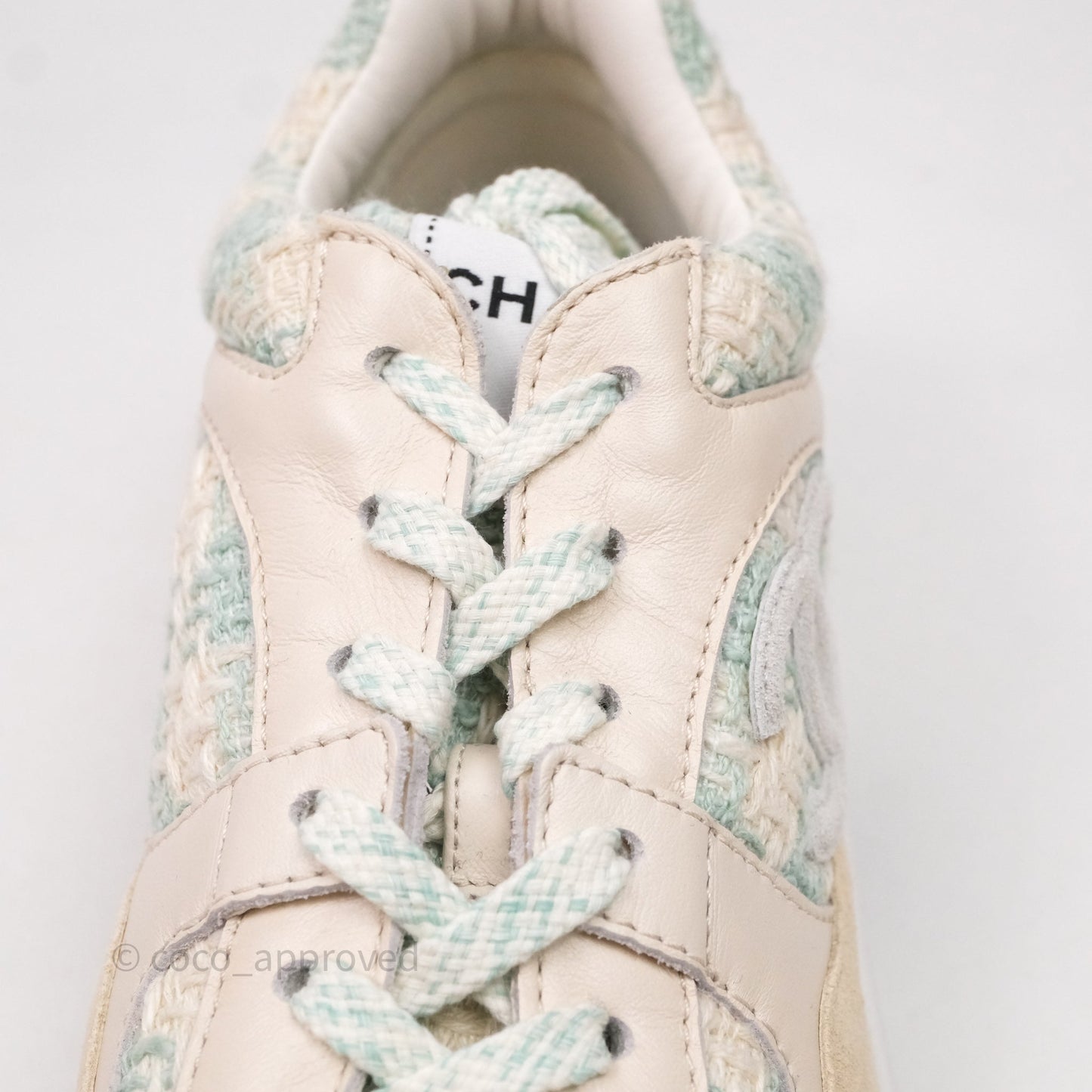 Chanel CC Sneakers Beige/ Blue Tweed Size 39