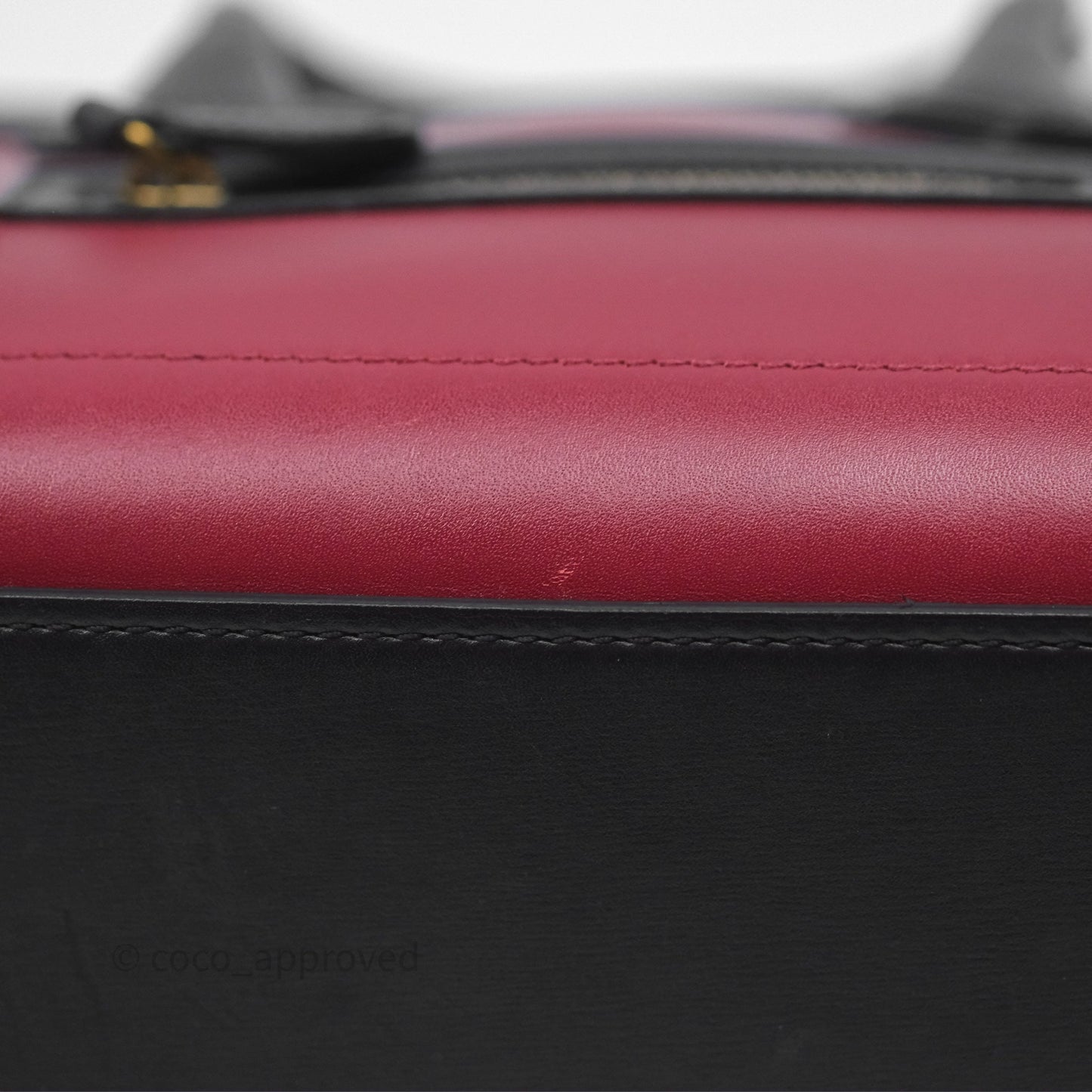 Celine Nano Luggage Satin Calfskin Gold Hardware Red/ Dark Brown
