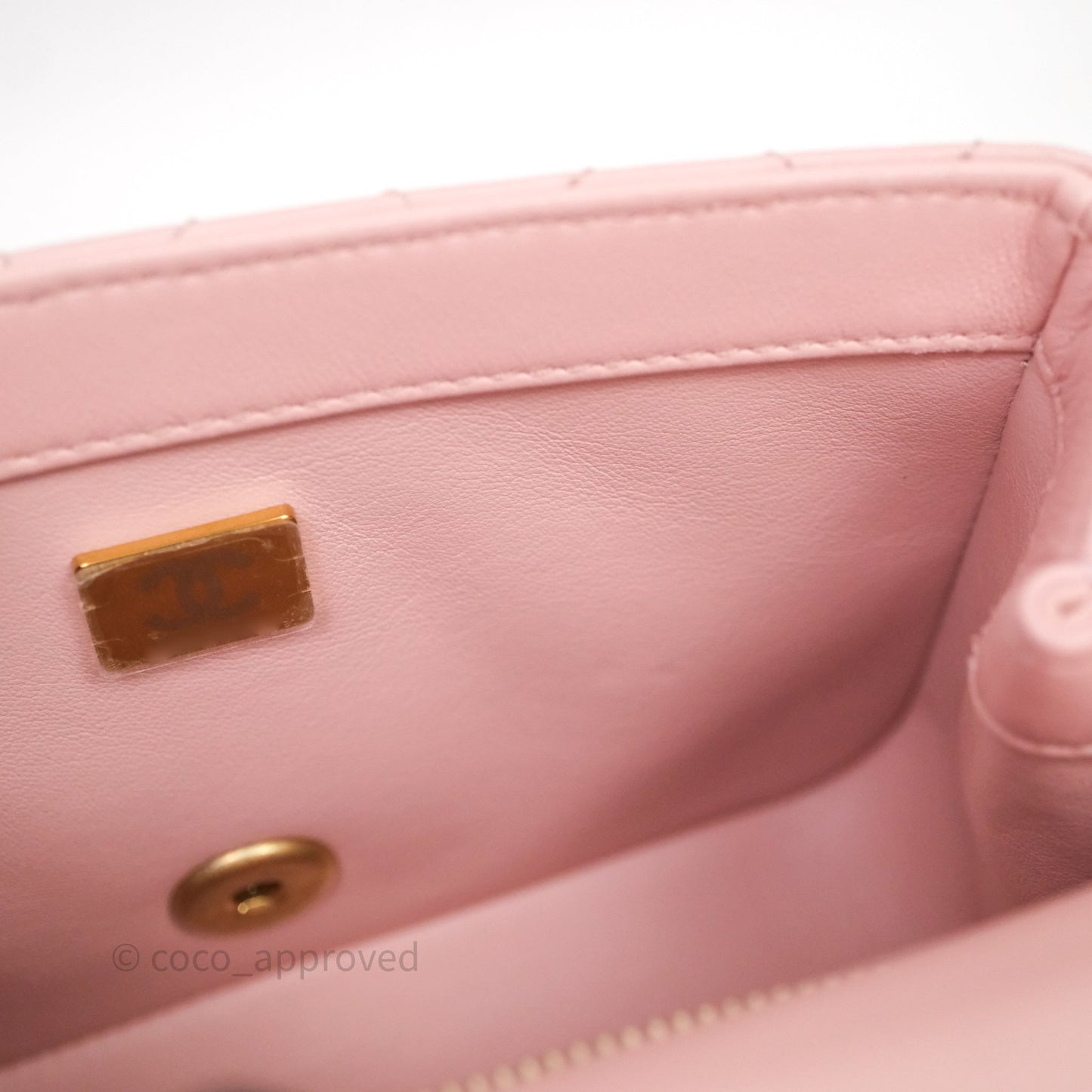 Chanel Quilted Mini Square Flap with Camellia Adjustable Chain Pink Clair Lambskin