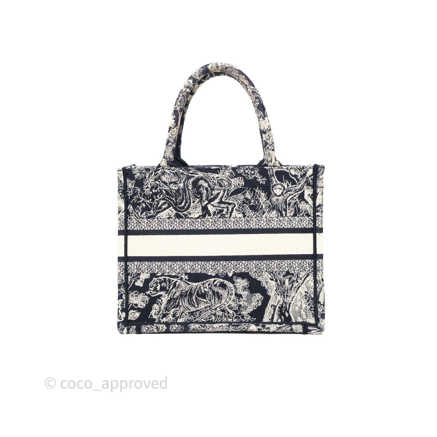 Dior New Small Book Tote Embroidered Toile De Jouy Navy