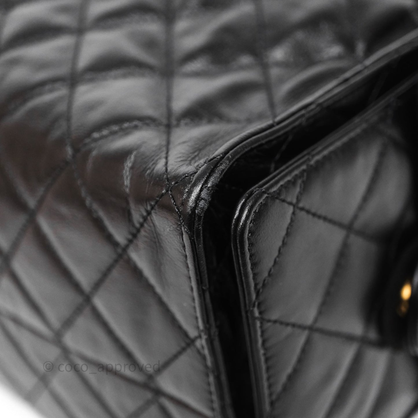Chanel 25 Medium Black Crumpled Calfskin Aged Gold Hardware