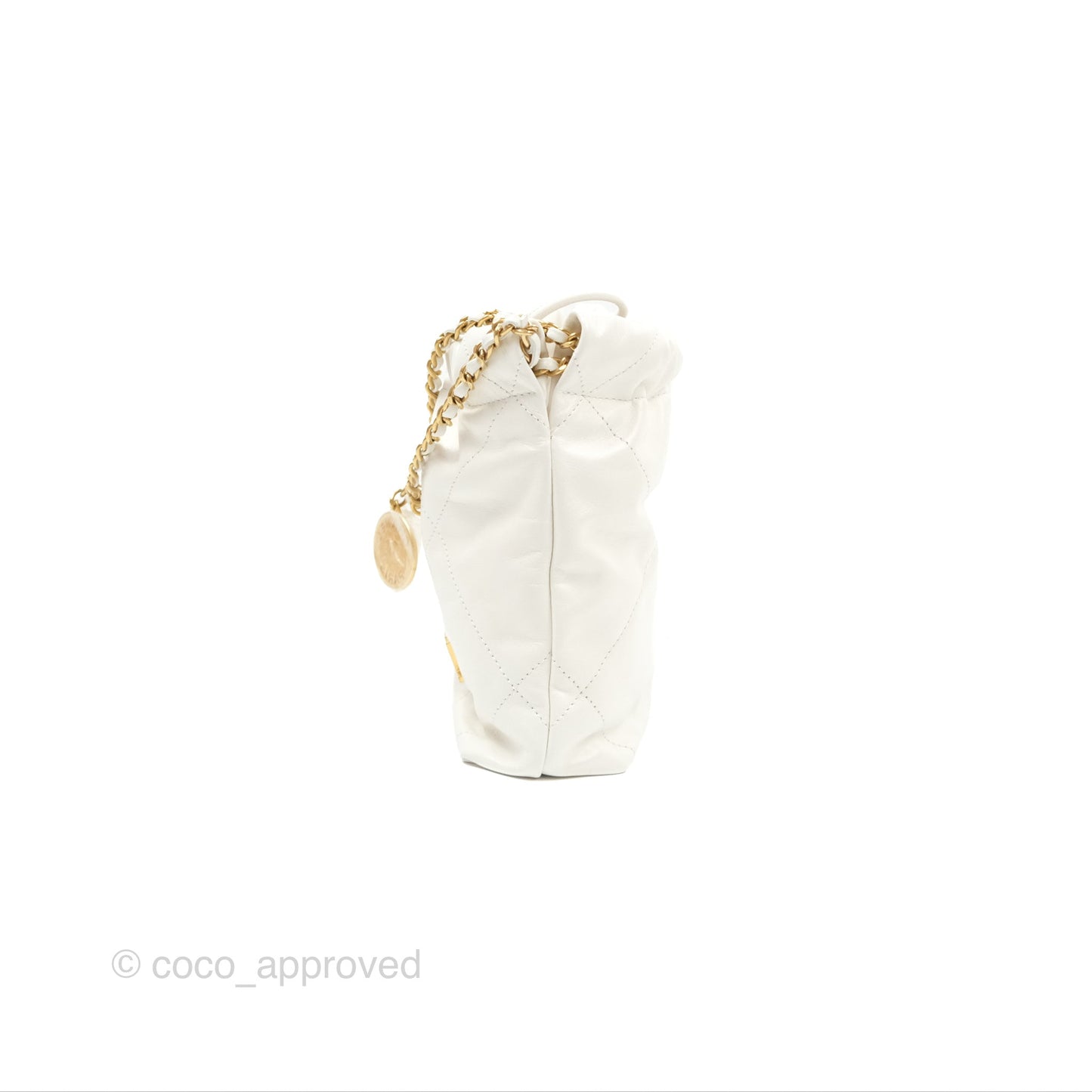 Chanel 22 Mini Bag White Crumpled Calfskin