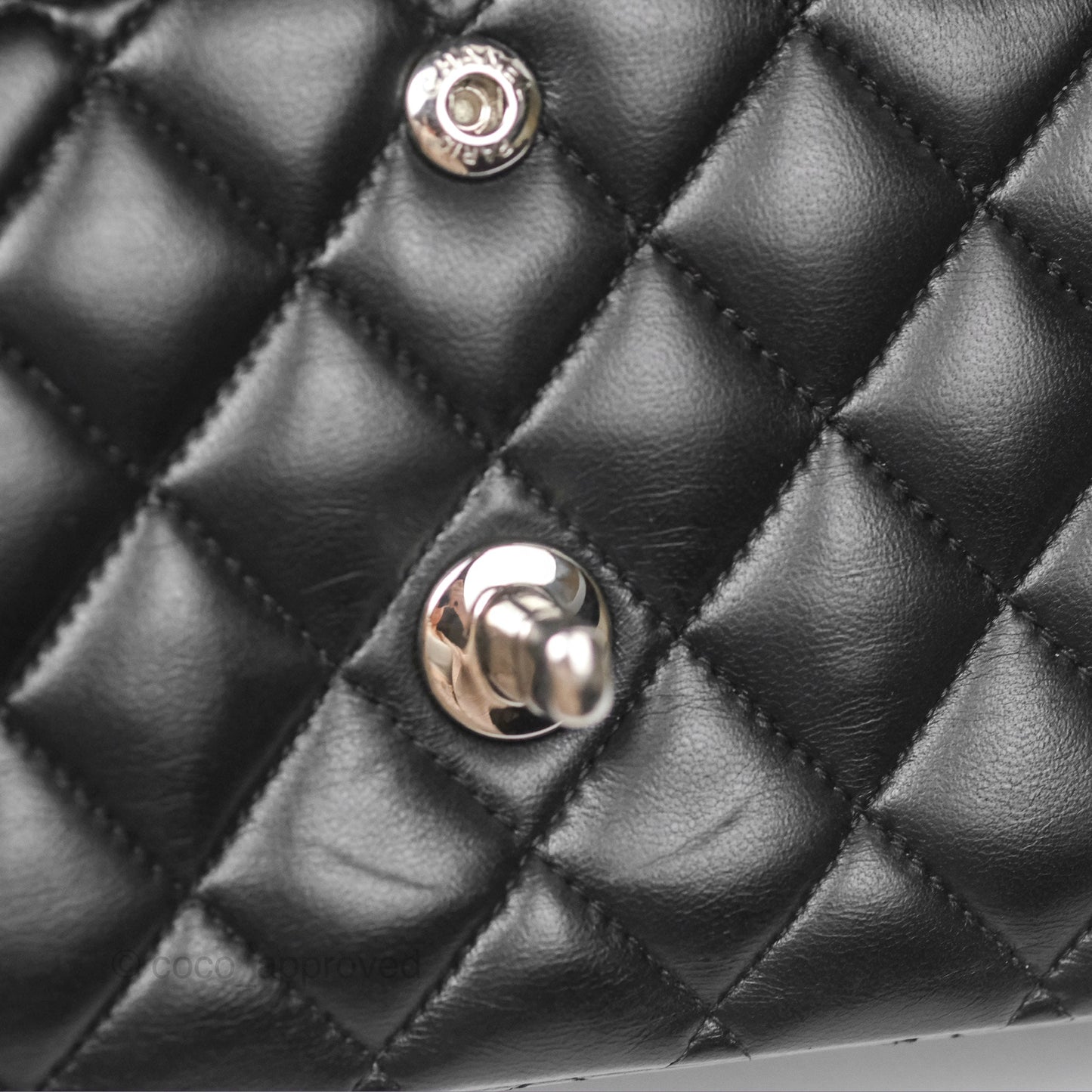Chanel Classic M/L Medium Flap Quilted Black Lambskin Silver Hardware