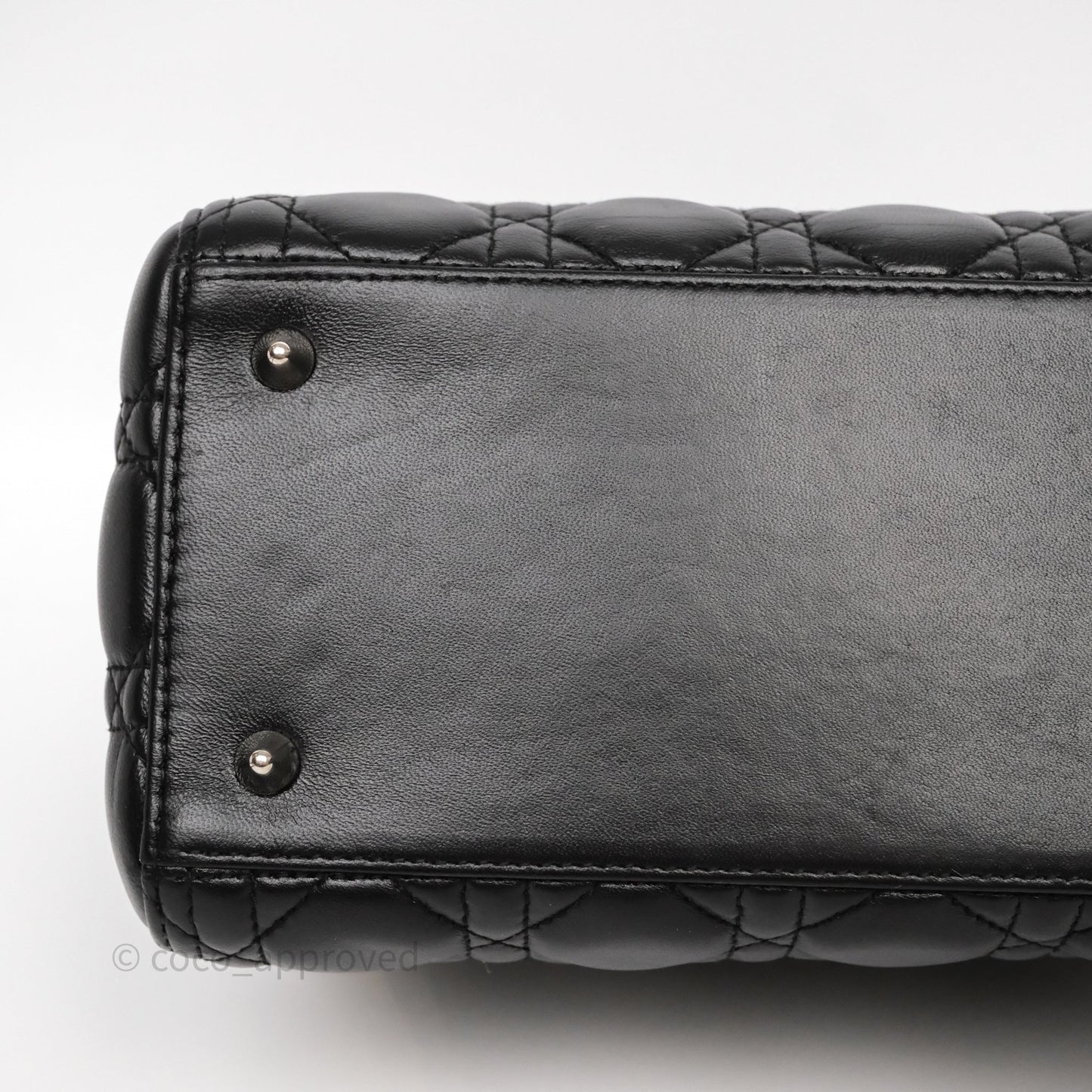 Christian Dior Medium Lady Dior Black Lambskin Silver Hardware