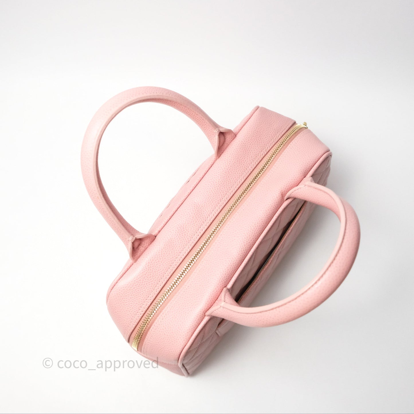 Chanel Vintage Mini CC Boston Bag Sakura Pink Caviar Gold Hardware