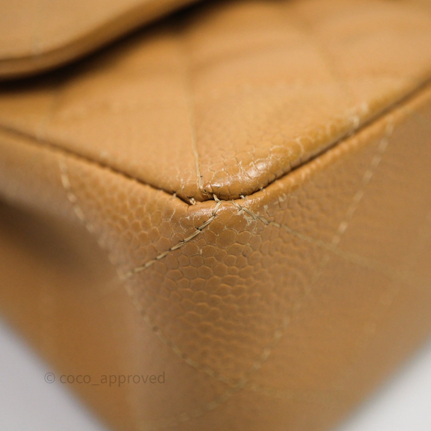 Chanel Vintage Small Classic Flap Beige Claire Caviar 24K Gold Hardware