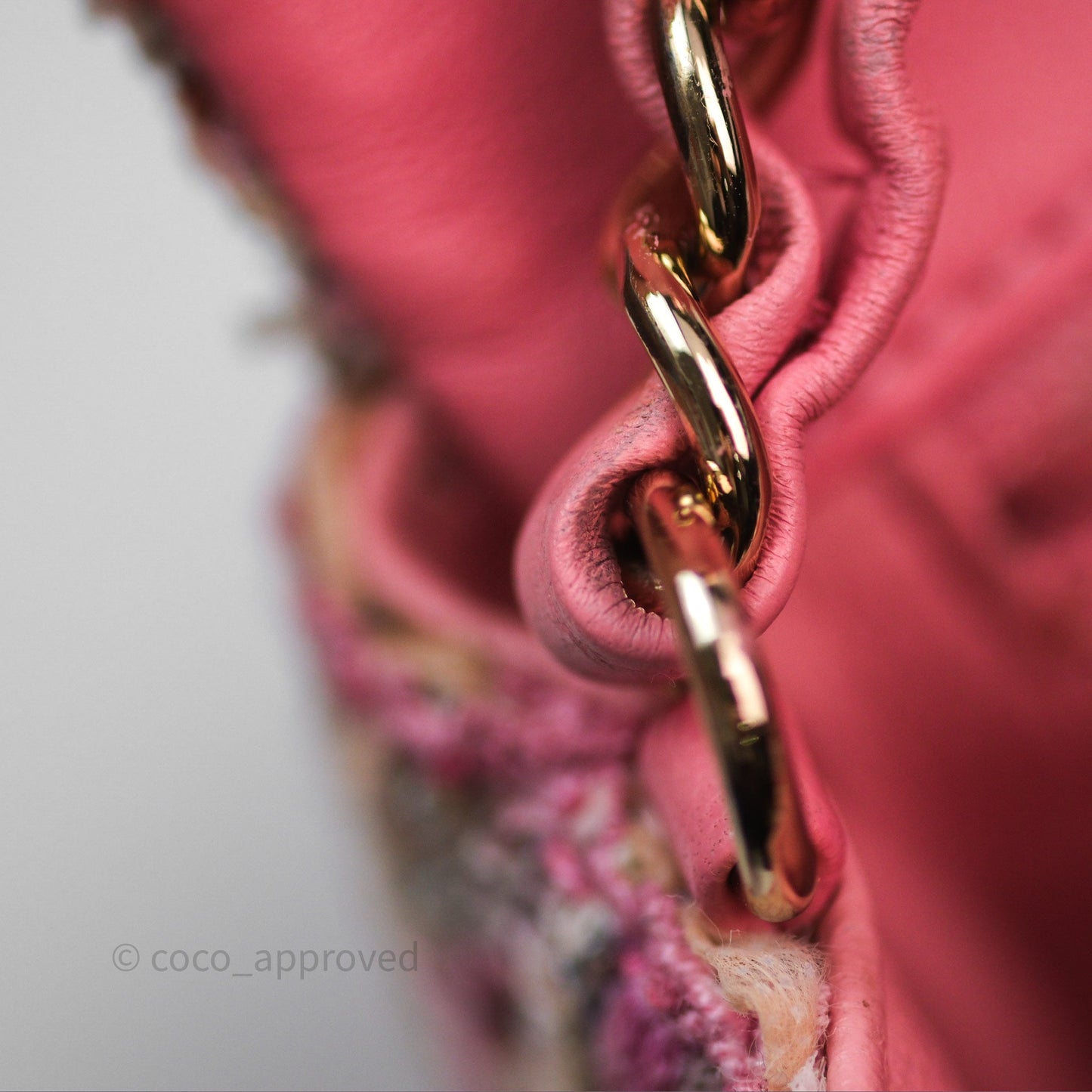 Chanel Mini Rectangular Flap Pink Tweed Braid Gold Hardware