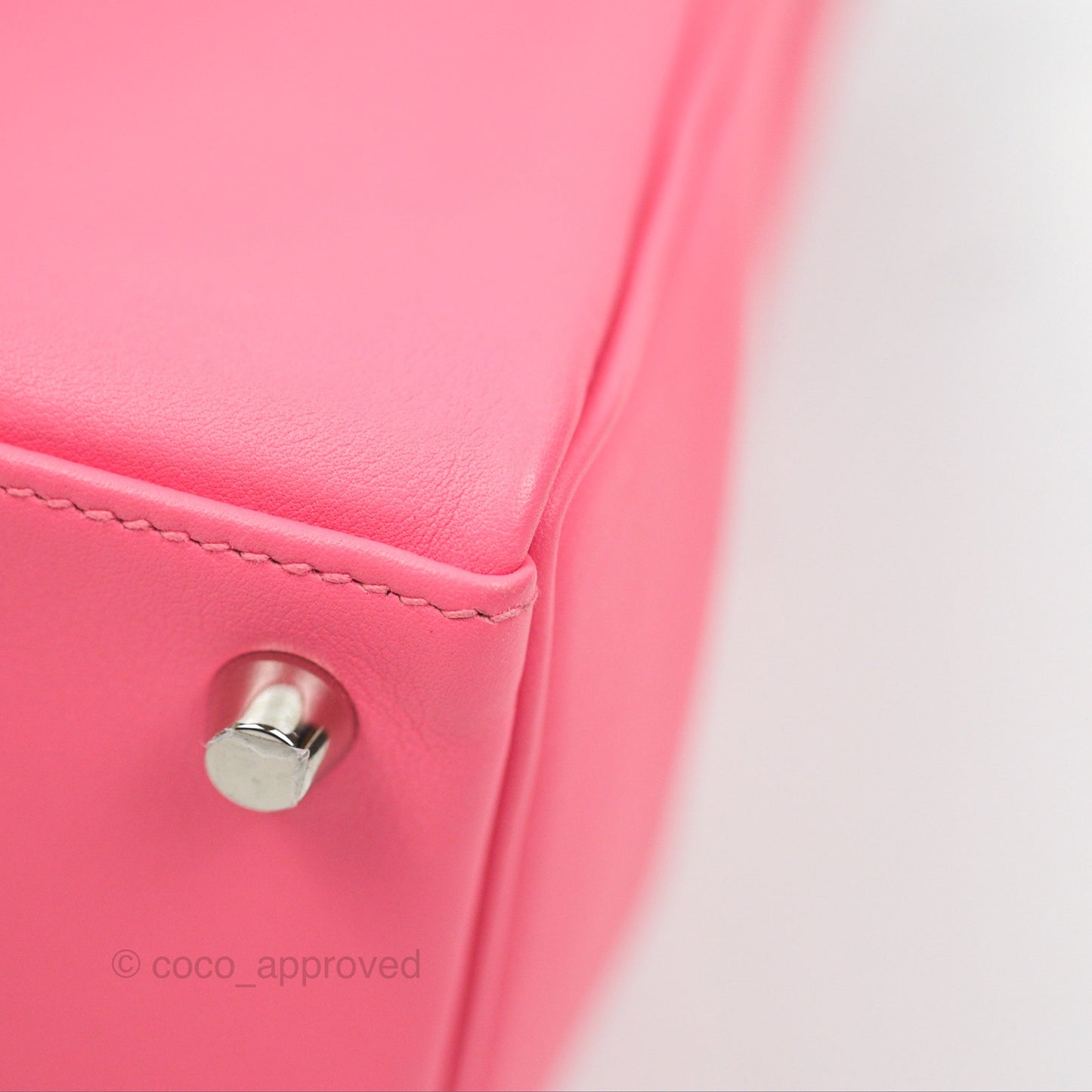Hermès Retourne Kelly 25 Rose Azalee Swift Palladium Hardware