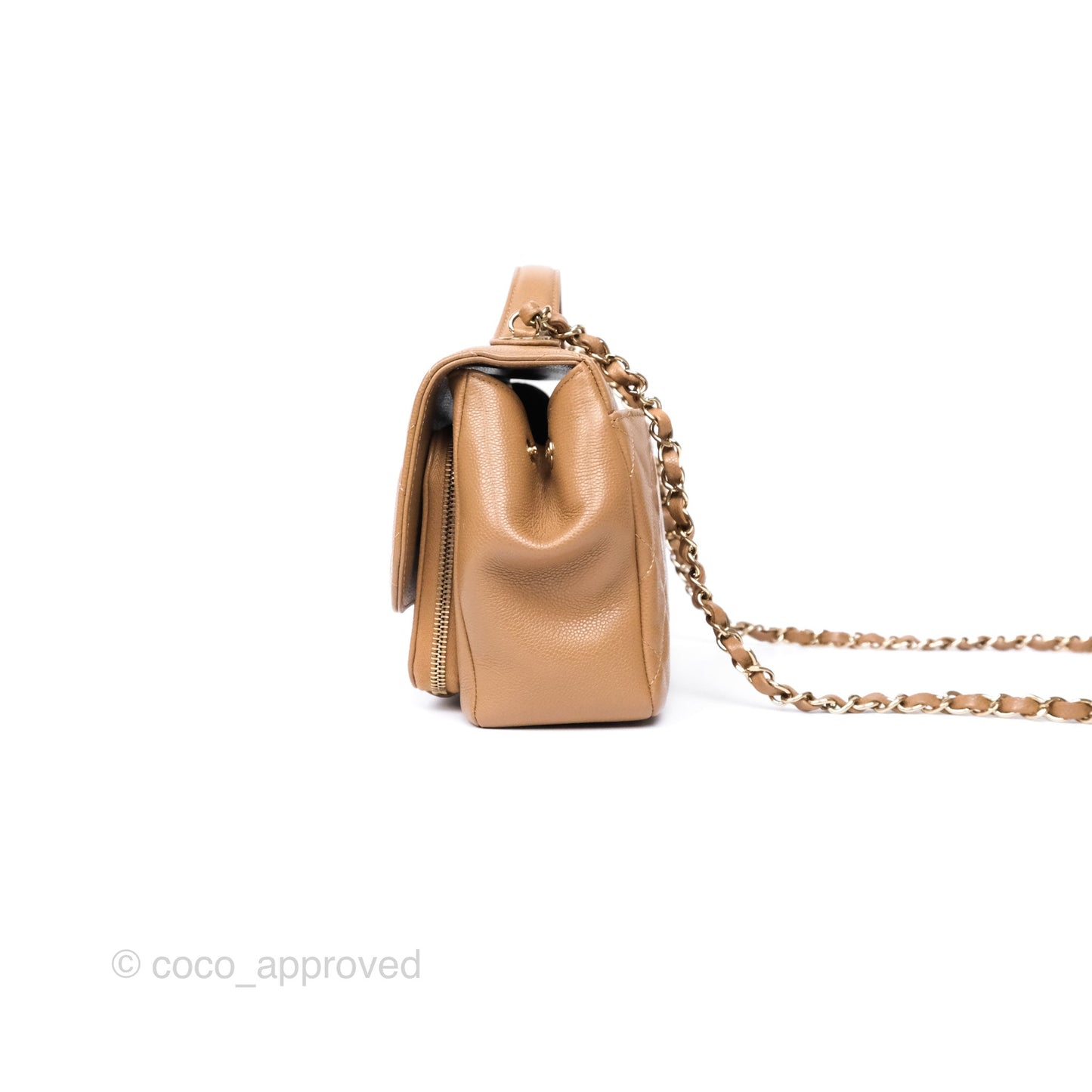 Chanel Quilted Medium Business Affinity Flap Dark Beige Caviar Gold Hardware