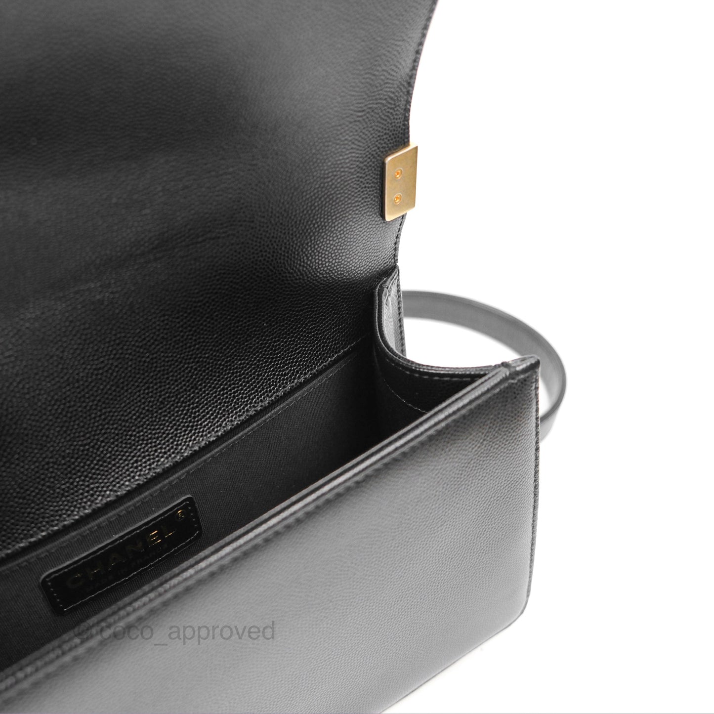 Chanel Quilted Medium Boy Black Caviar Aged Gold Hardware