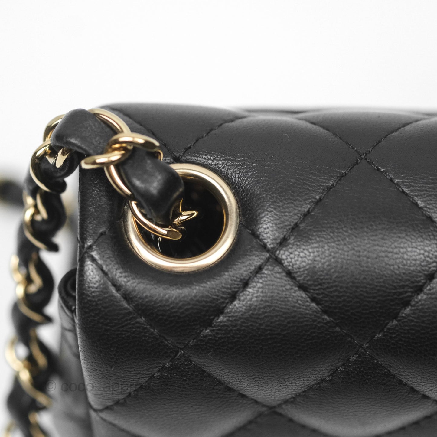 Chanel Mini Square Black Lambskin Gold Hardware