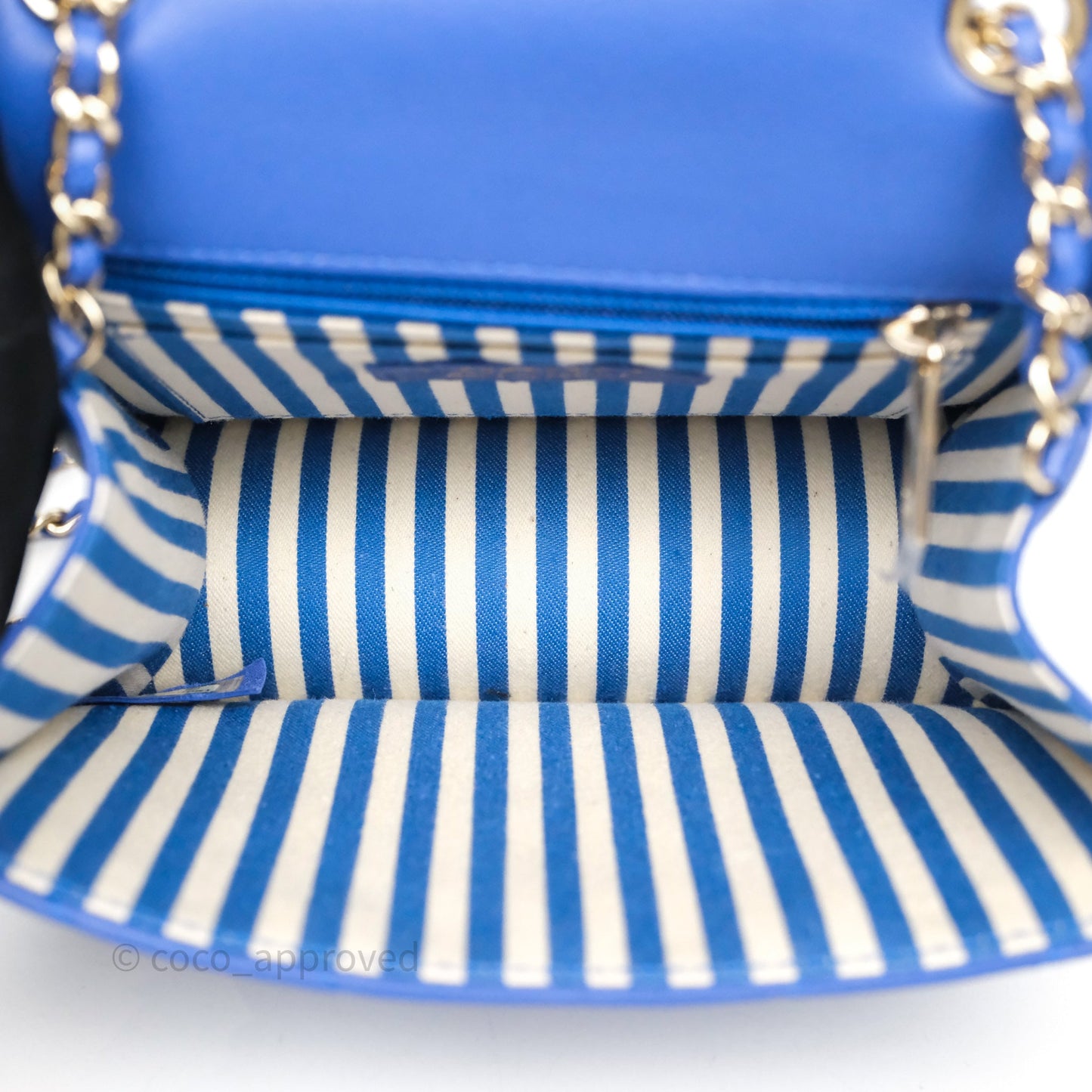Chanel Chevron Square Envelope Flap Bag Royal Blue Calfskin Gold Hardware 19C