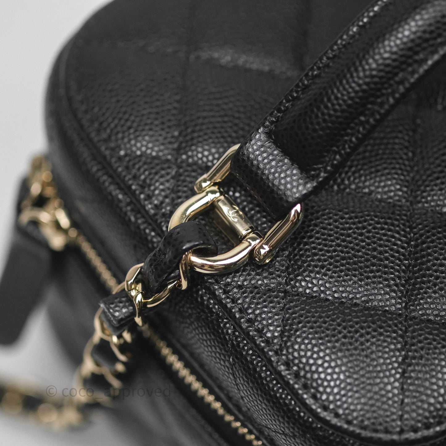 Chanel Quilted Top Handle Vanity Case Black Caviar Gold Hardware