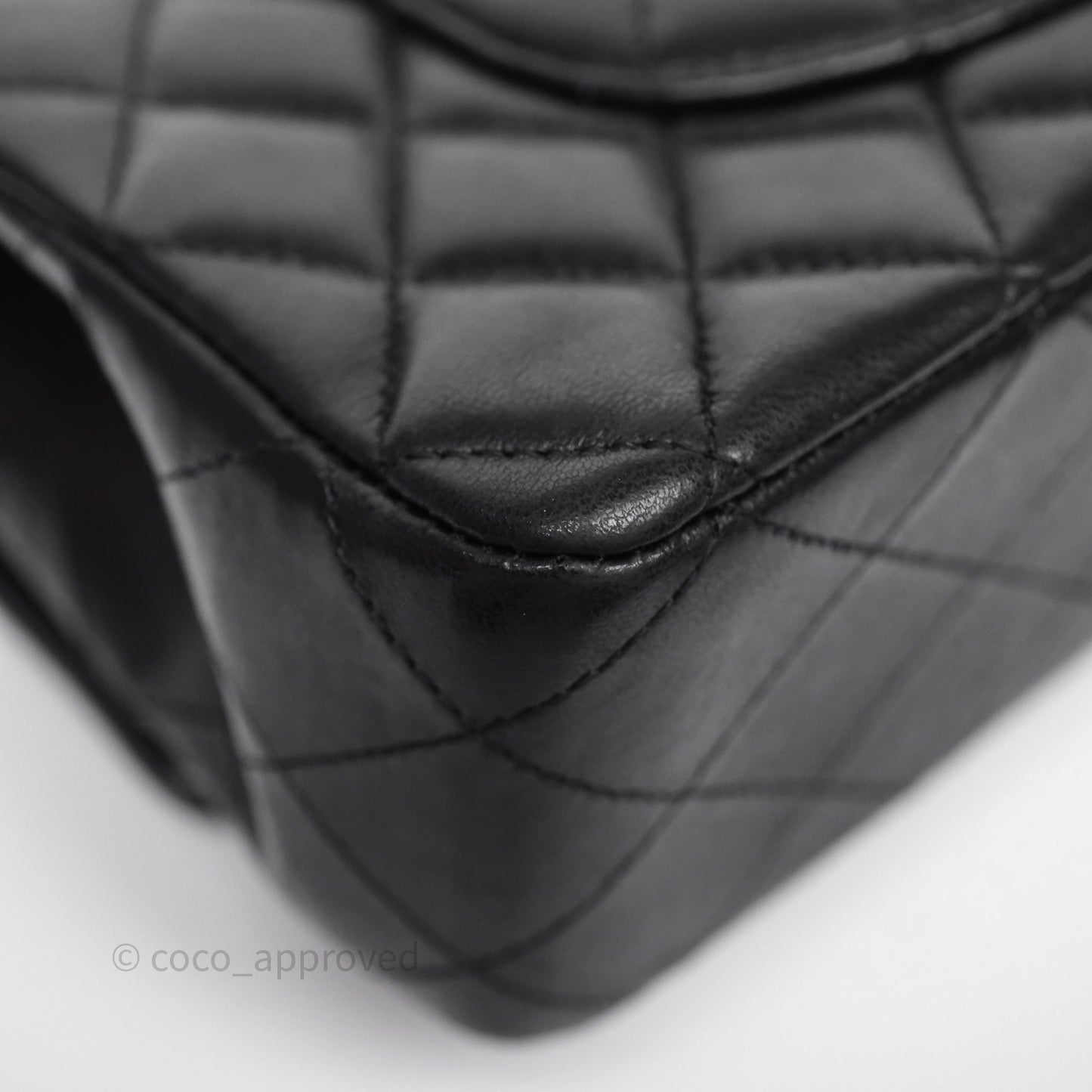 Chanel Classic M/L Medium Flap Quilted Black Lambskin Silver Hardware