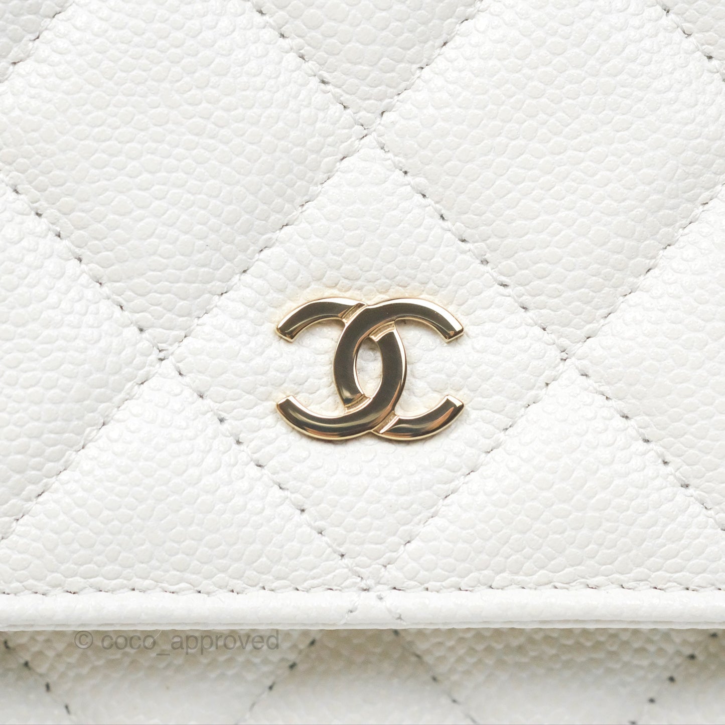 Chanel Classic Quilted Wallet On Chain WOC White Caviar Gold Hardware
