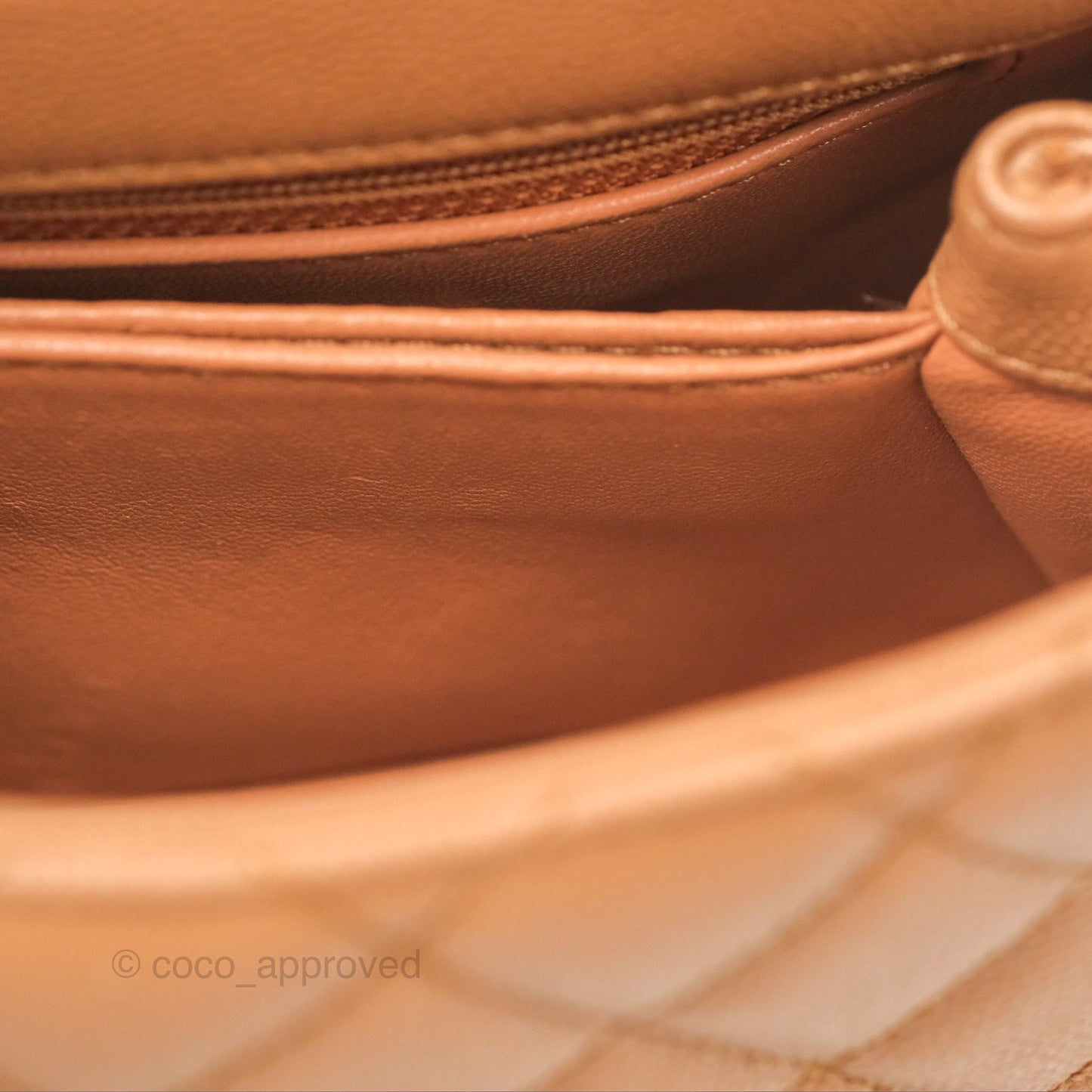 Chanel Mini Coco Handle Dark Beige Caviar Lizard Handle Gold Hardware